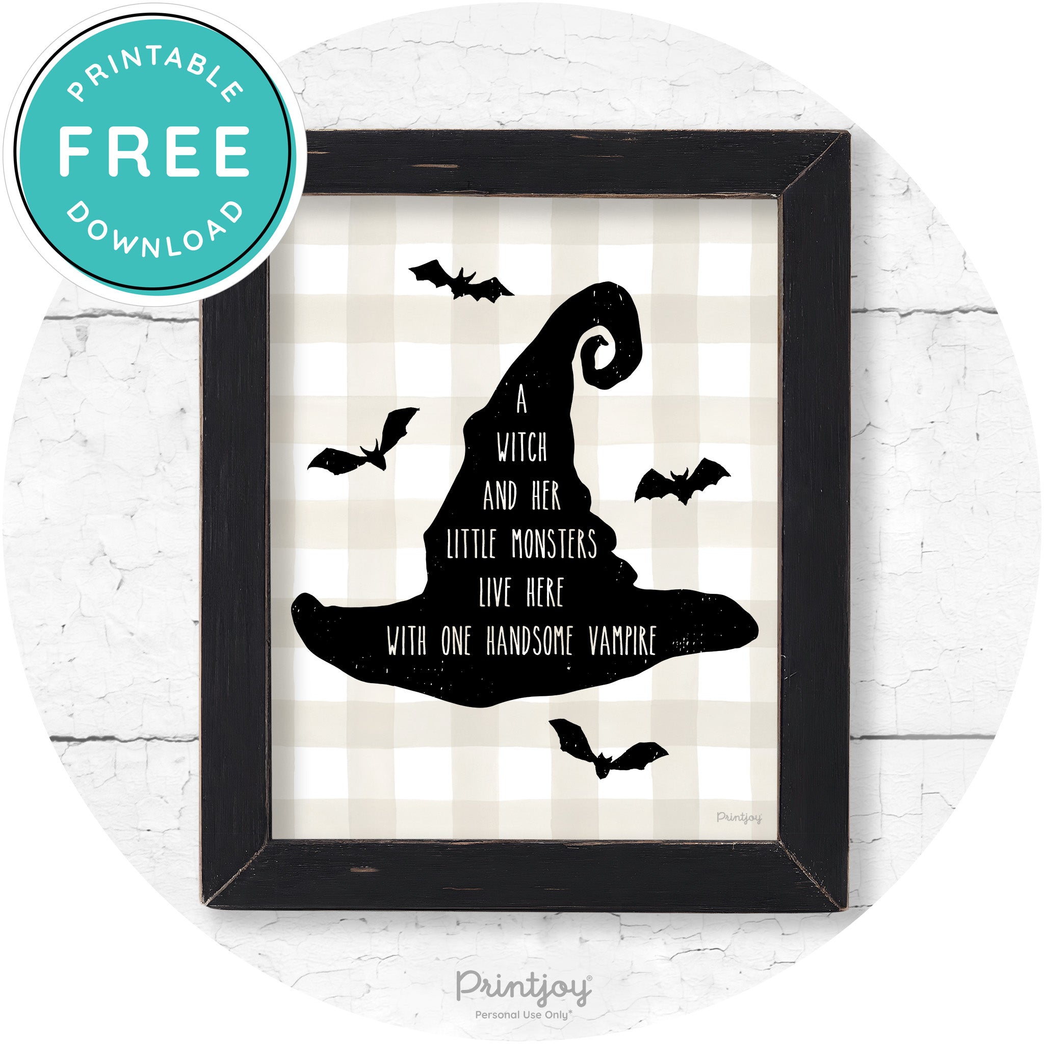 Fun Halloween Family Farmhouse Witch Hat Wall Art Free Printable - Printjoy