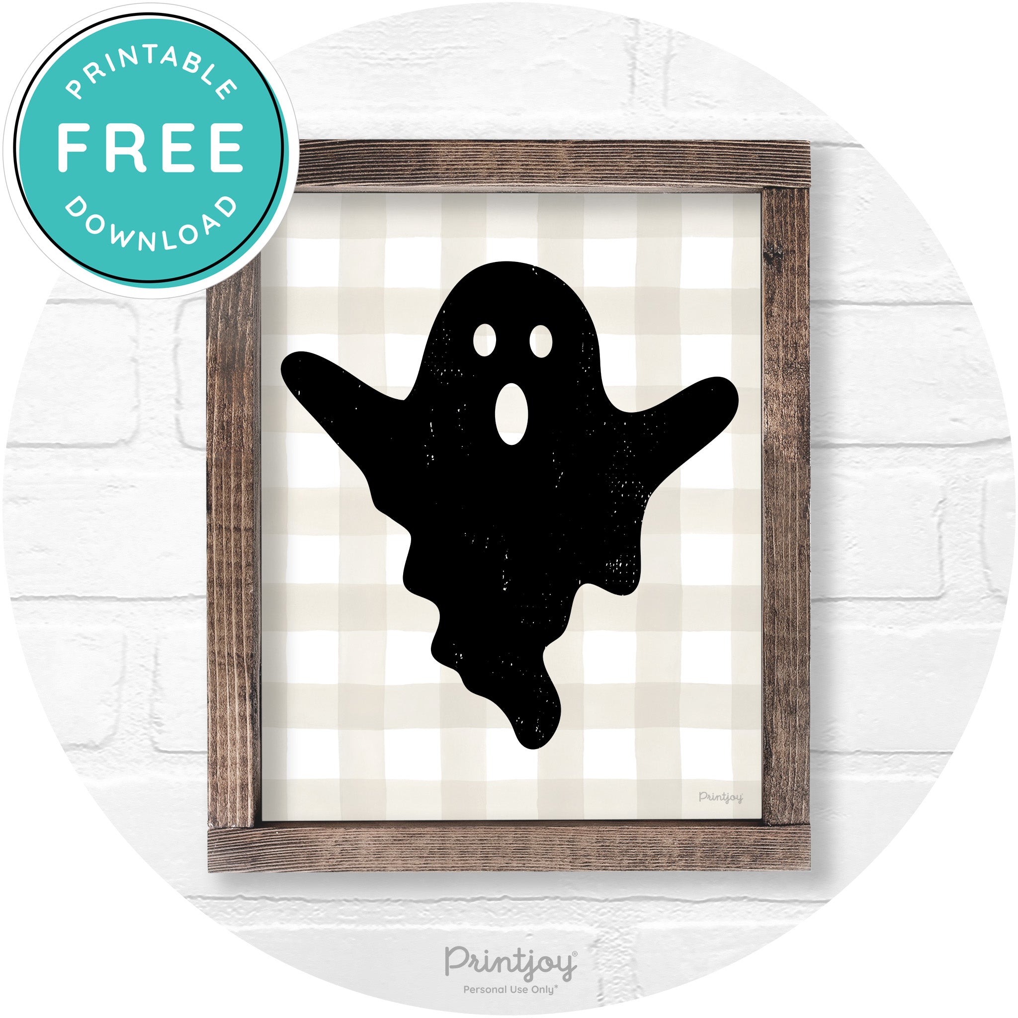 Halloween Cute Ghost Rustic Farmhouse Wall Art Free Printable - Printjoy