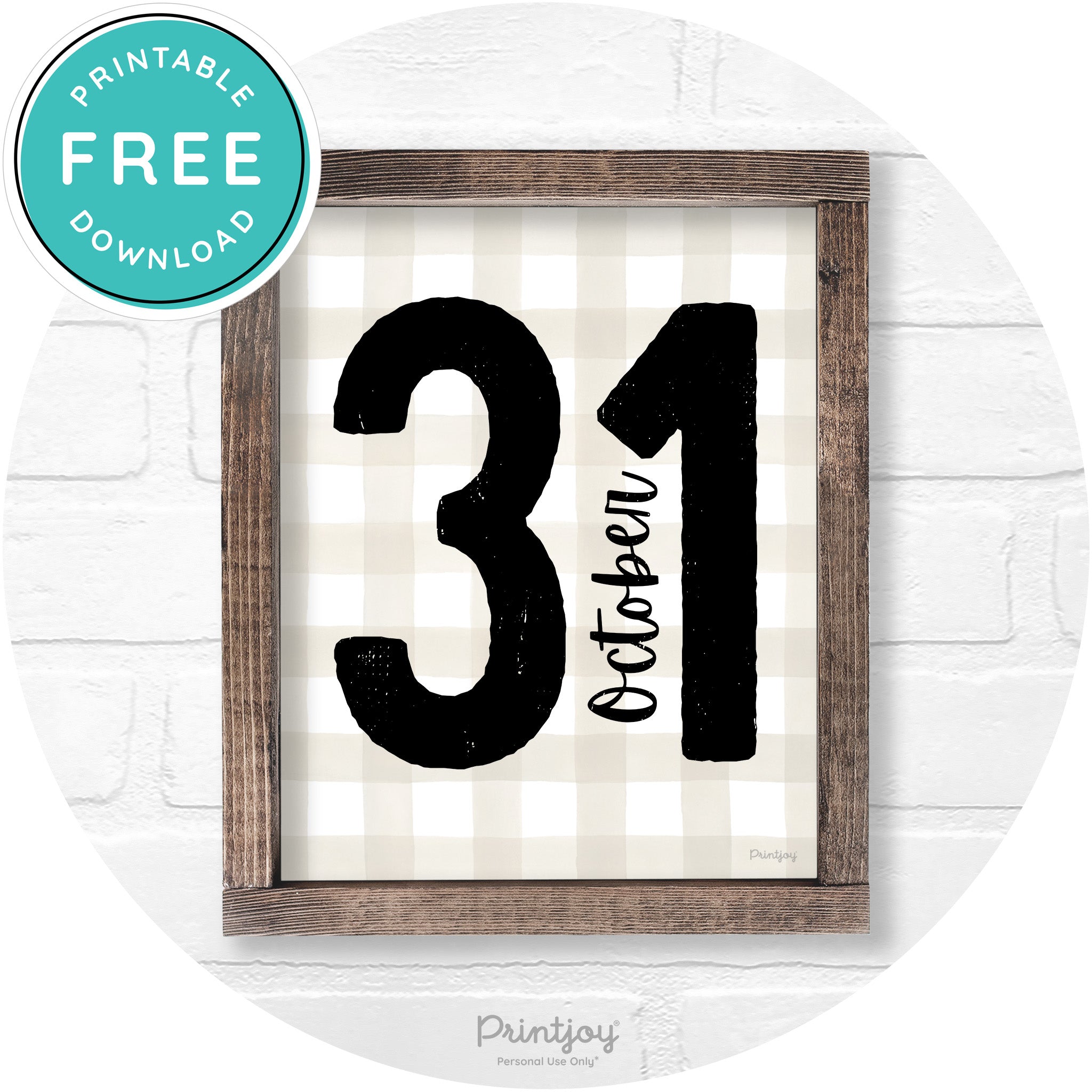 October 31 Halloween Rustic Farmhouse Wall Art Free Printable - Printjoy