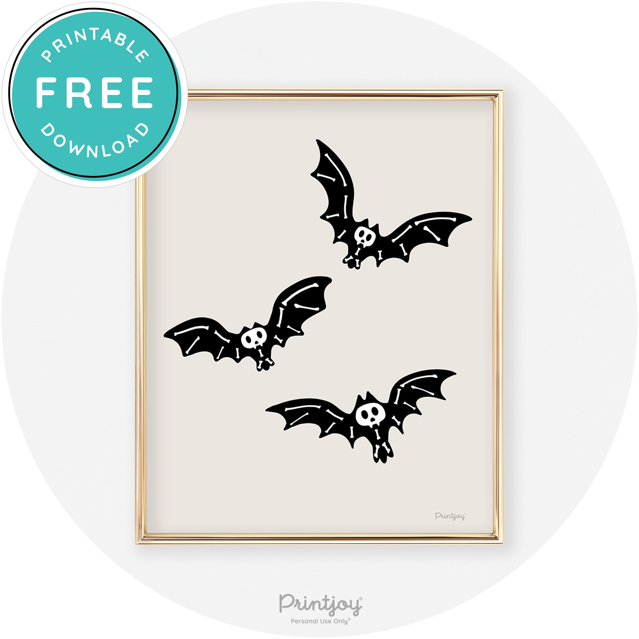Skeleton Bats Spooky Fun Cute Chic Halloween Wall Art Free Printable - Printjoy