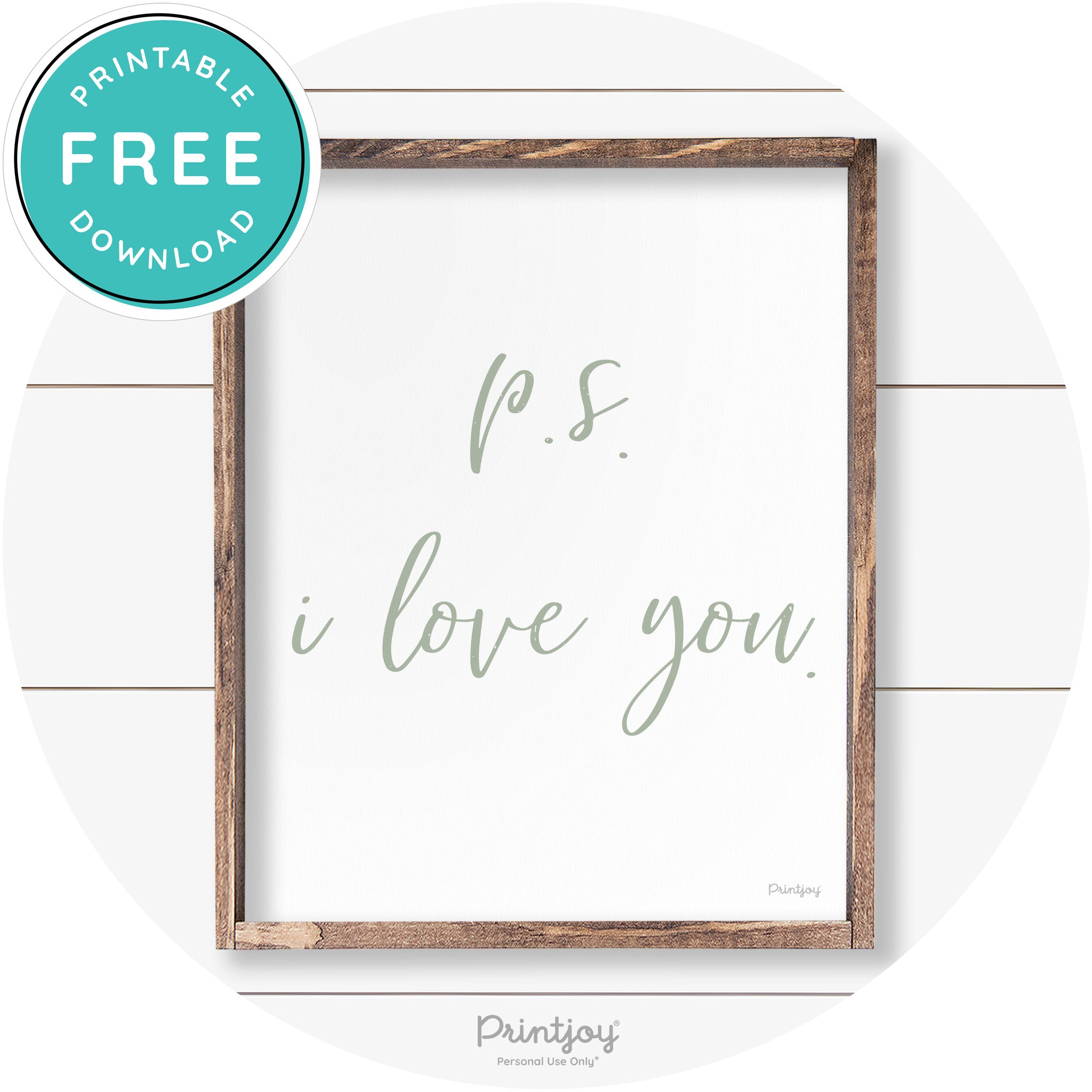 P.S. I Love You Cute Couples Farmhouse Wall Art Decor Free Printable - Printjoy