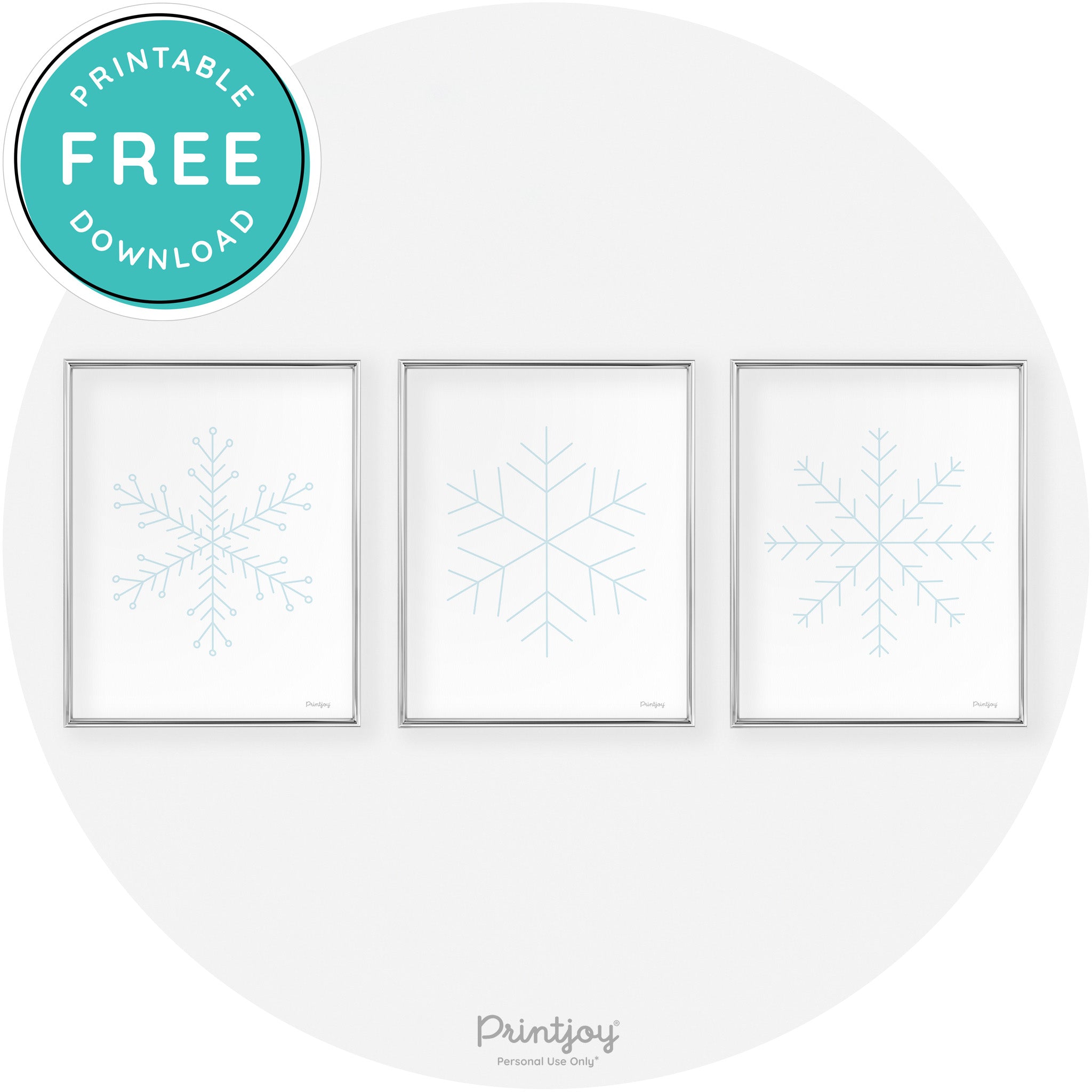 Snowflake Line Art Set Of 3 Cute Winter Chic Wall Art Free Printable - Printjoy