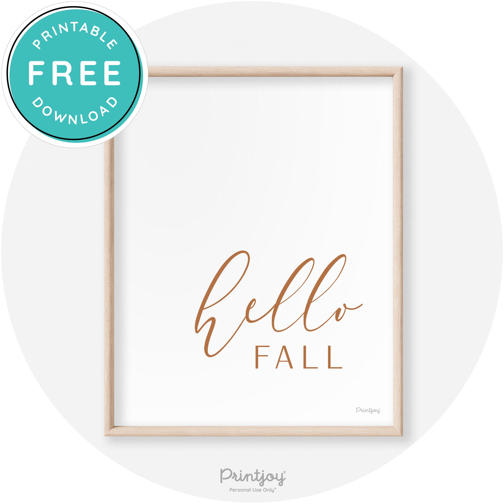 Hello Fall Cursive Modern Transitional Fall Wall Art Decor Free Printable - Printjoy