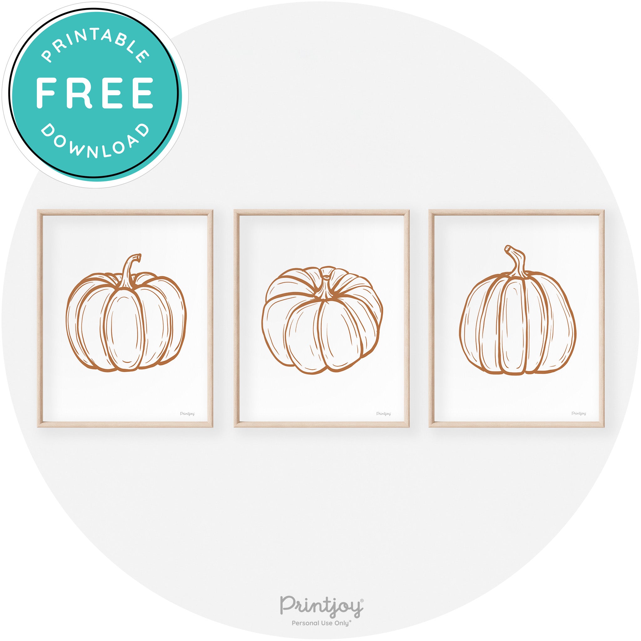 Pumpkin Drawings Set Of 3 Modern Transitional Wall Art Free Printable - Printjoy