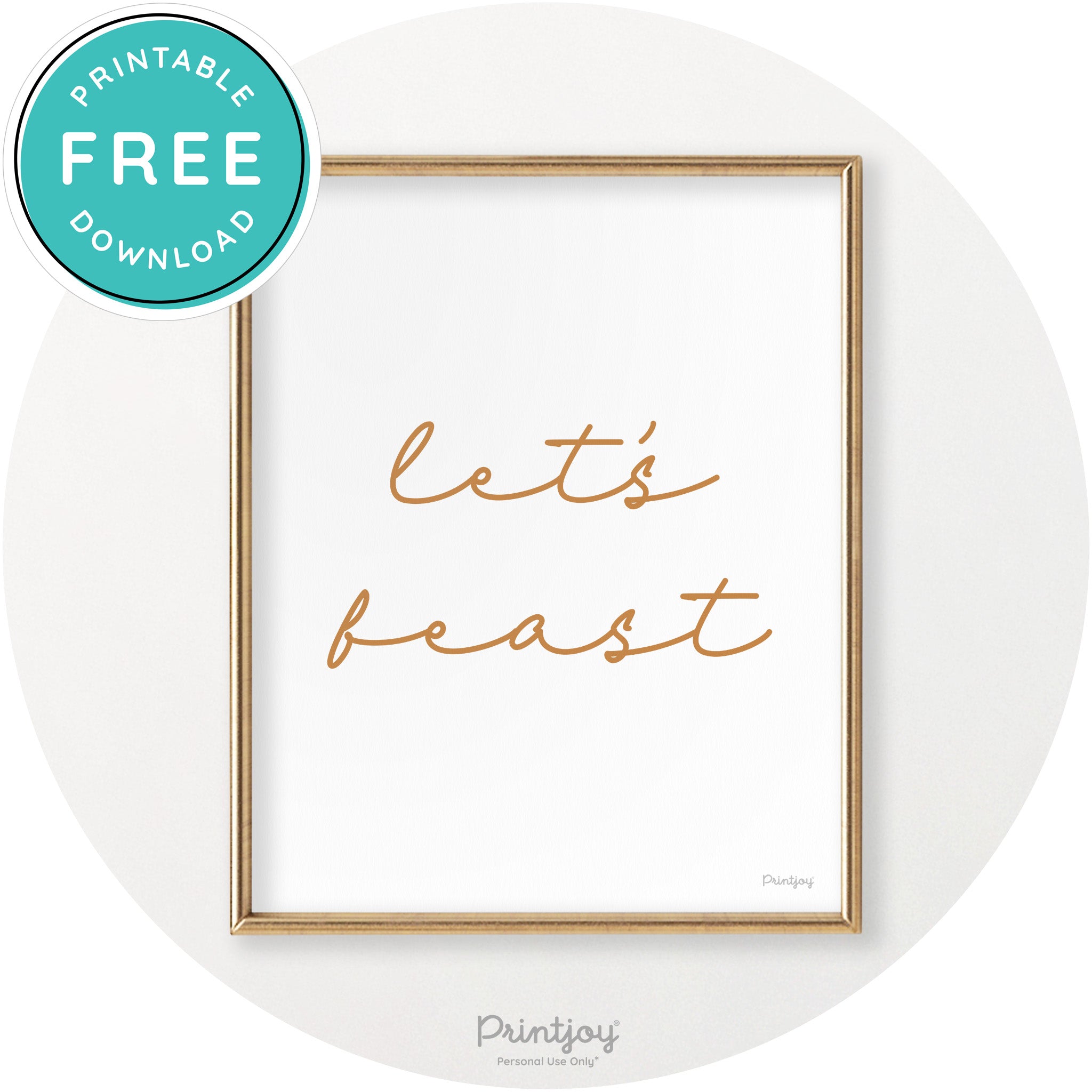 Let's Feast Cute Thanksgiving Modern Chic Wall Art Printable - Printjoy