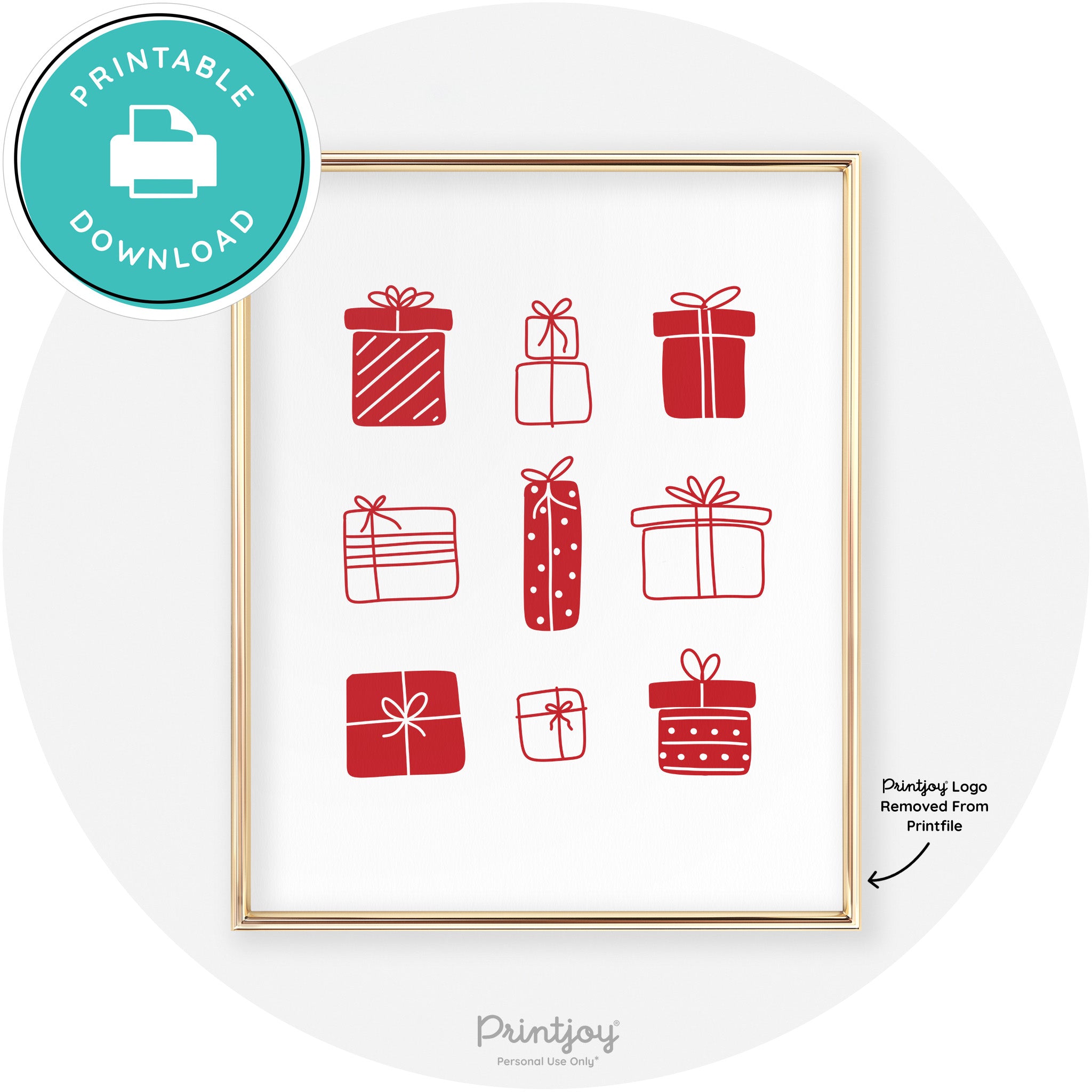 Presents Christmas Gifts Cute Modern Chic Wall Art Free Printable - Printjoy