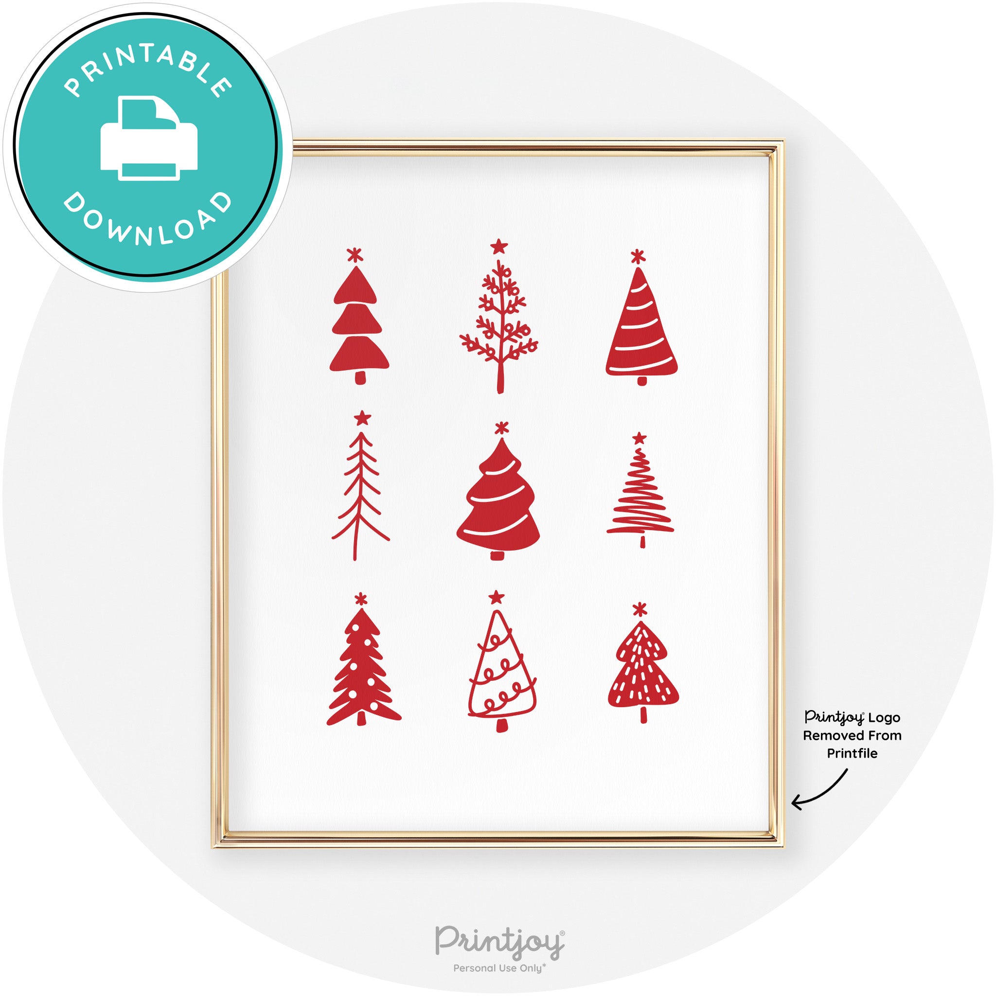 Christmas Trees Cute Modern Chic Wall Art Decor Free Printable - Printjoy