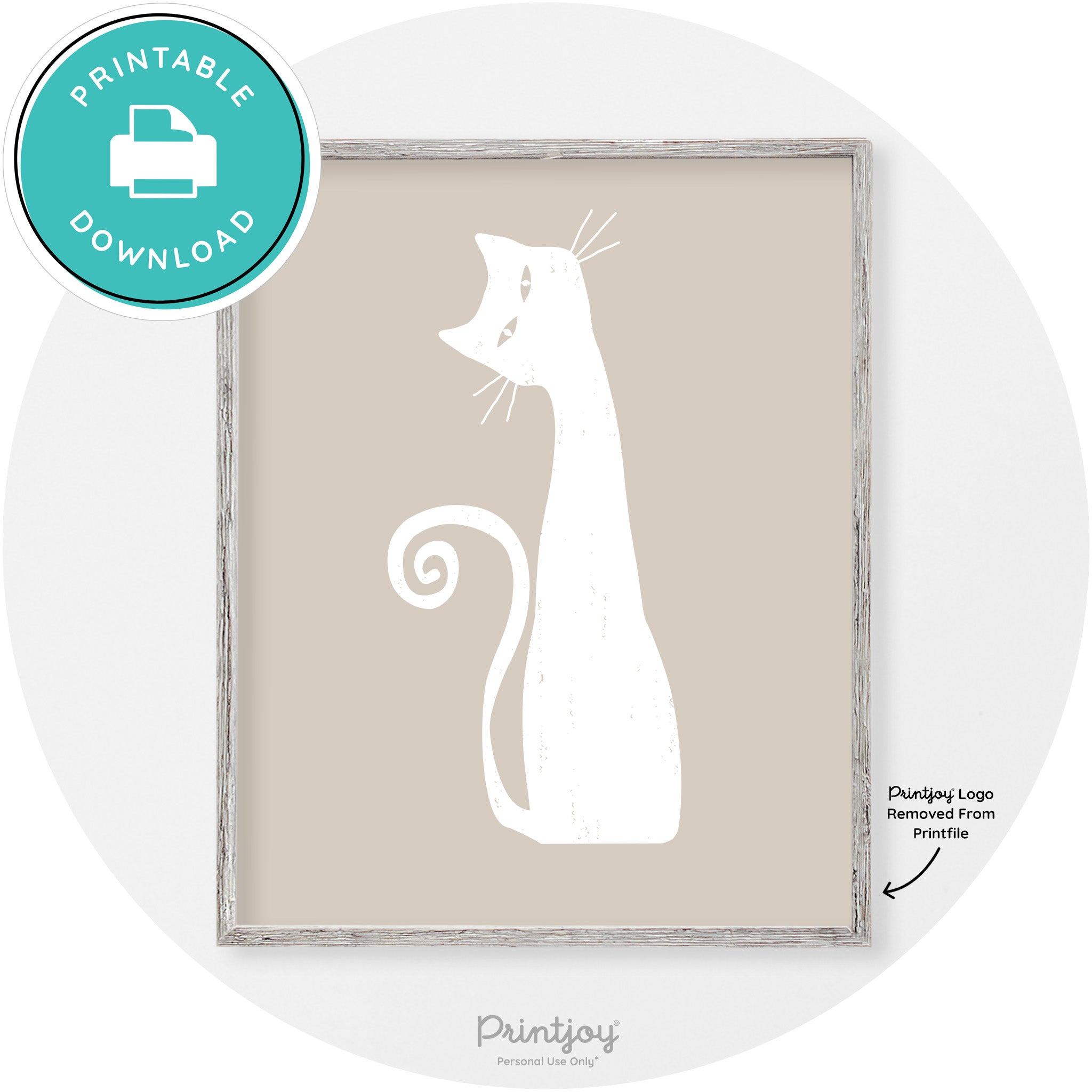 Creepy Skinny Cat Modern Vintage Halloween Wall Art Free Printable - Printjoy