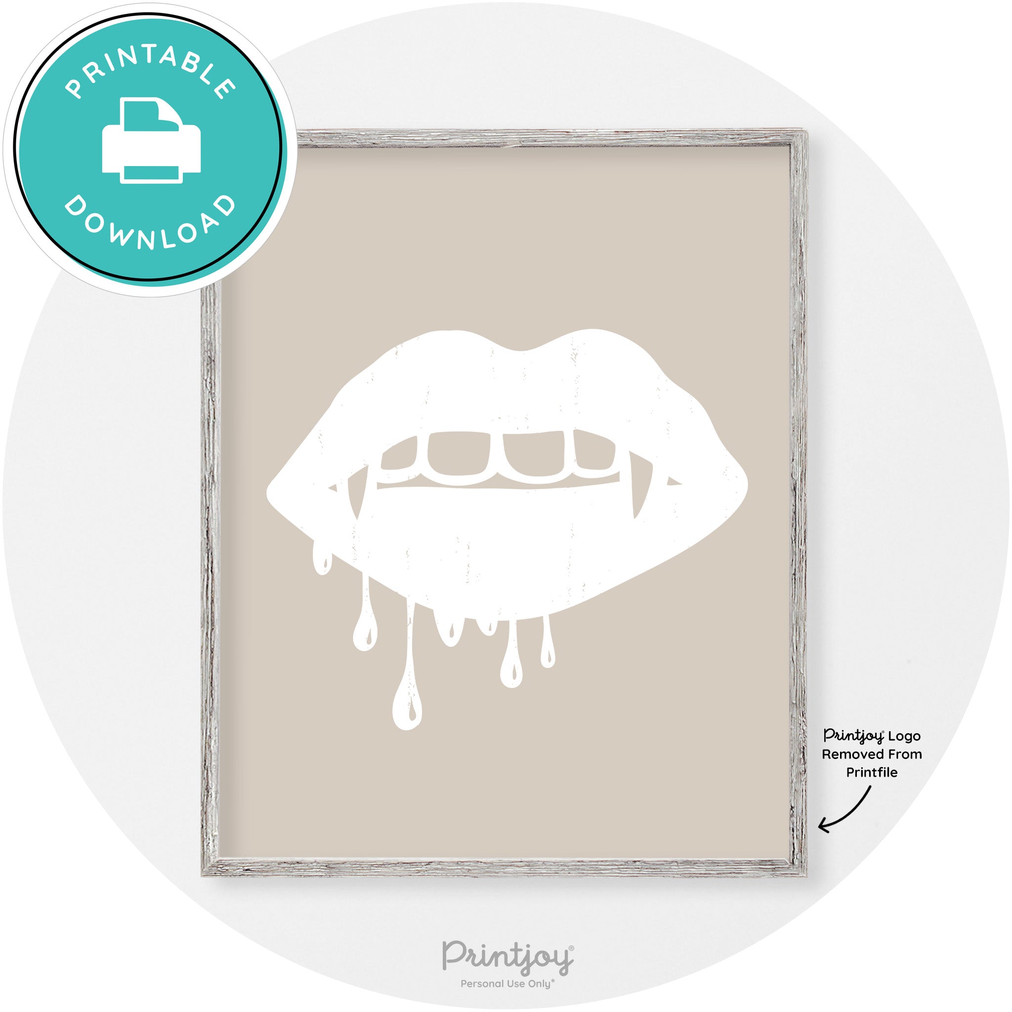 Dracula Fangs Teeth Modern Vintage Halloween Wall Art Free Printable - Printjoy