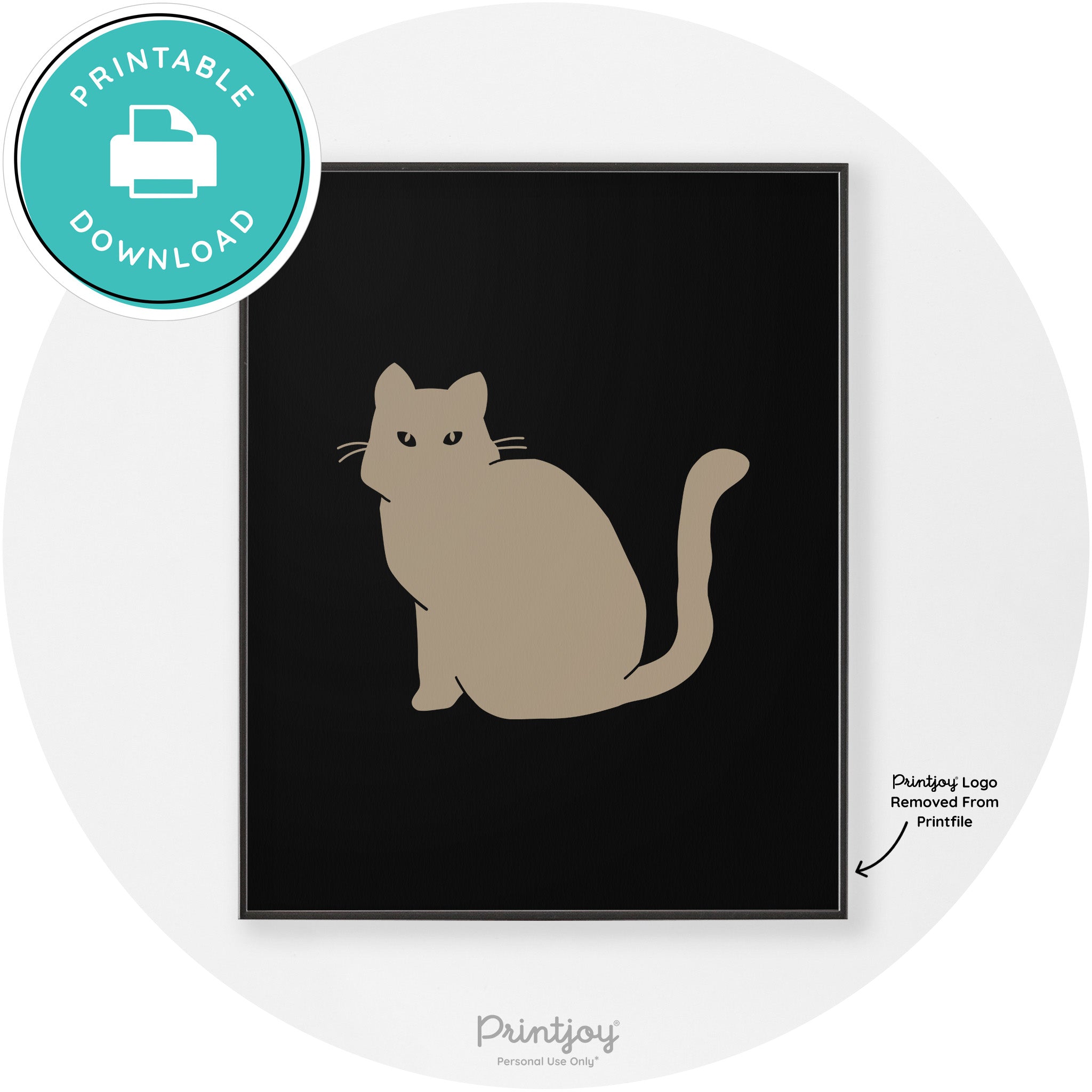 Halloween Spooky Cat Modern Chic Wall Art Decor Printable - Printjoy