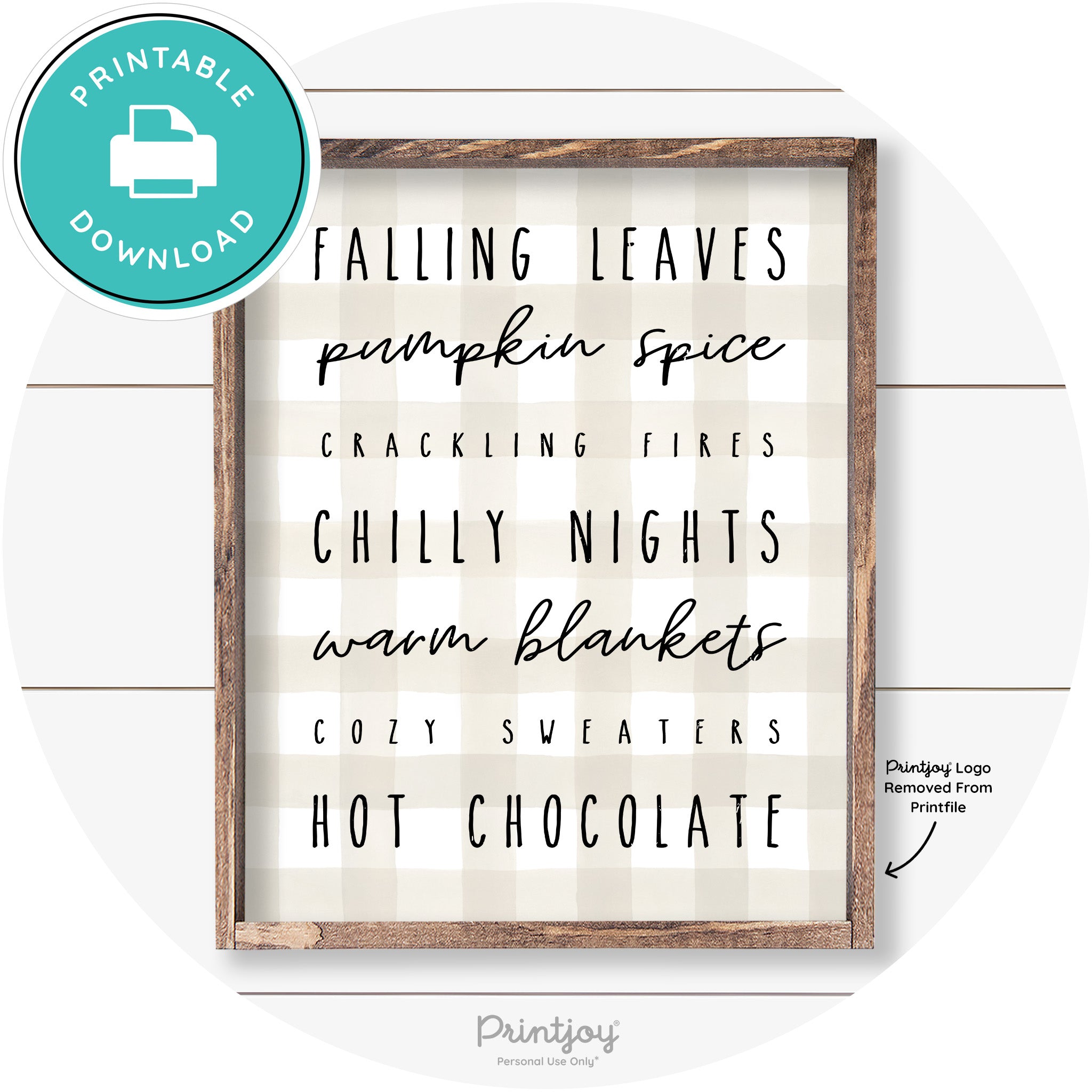 Fall Favorite Things Cute Farmhouse Autumn Wall Art Free Printable - Printjoy