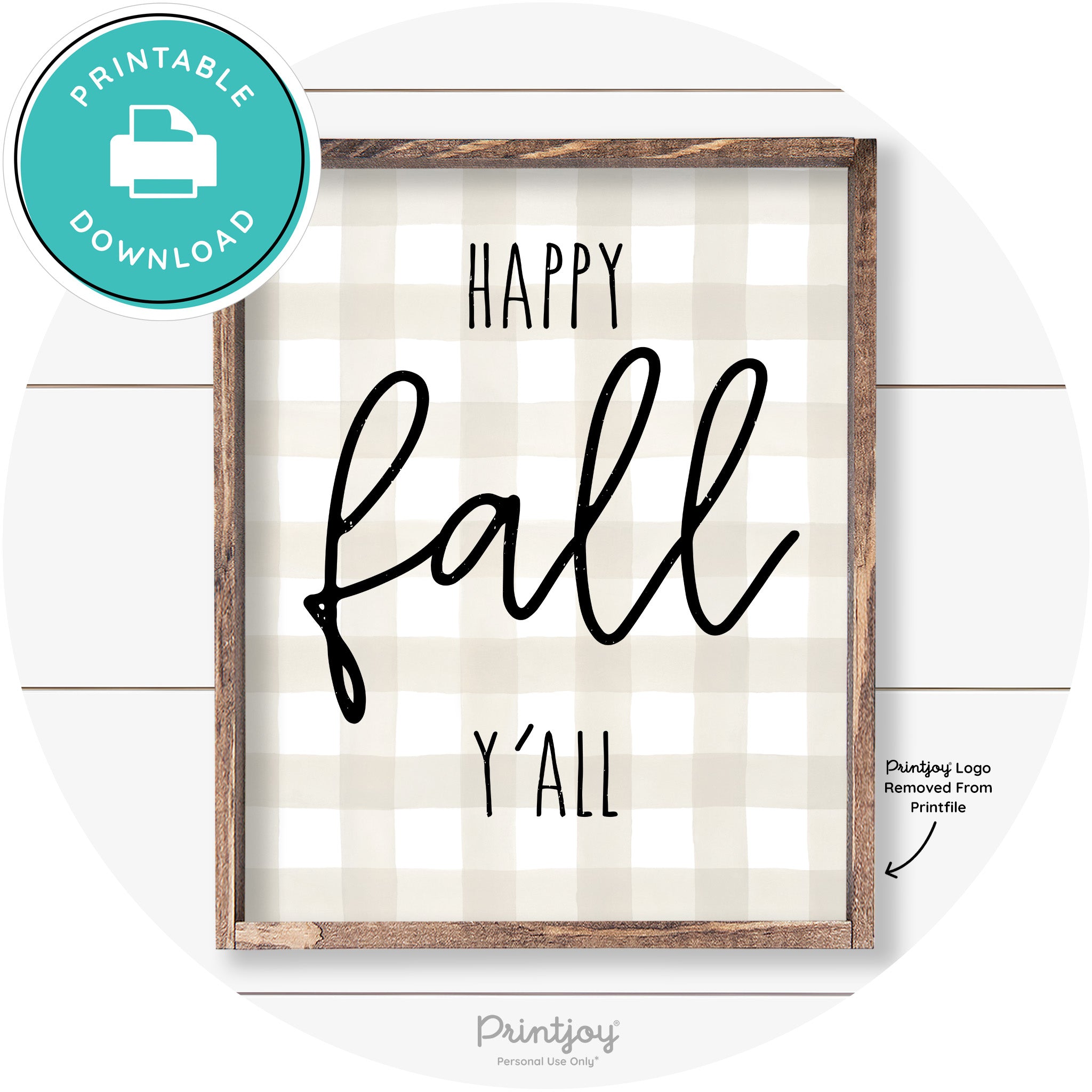 Happy Fall Y'all Cute Farmhouse Autumn Wall Art Decor Free Printable - Printjoy