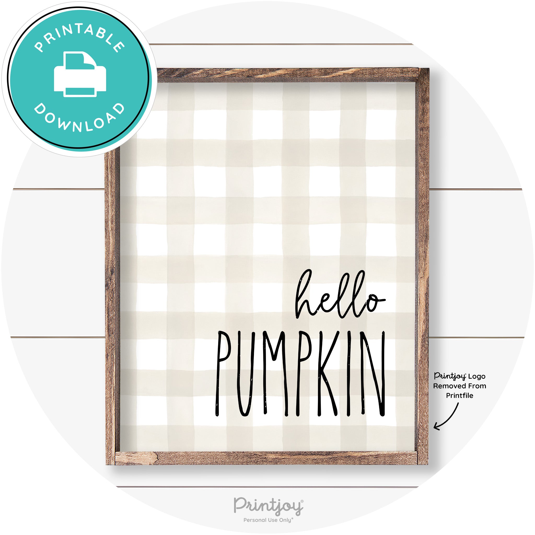 Hello Pumpkin Cute Fun Simple Farmhouse Wall Art Free Printable - Printjoy