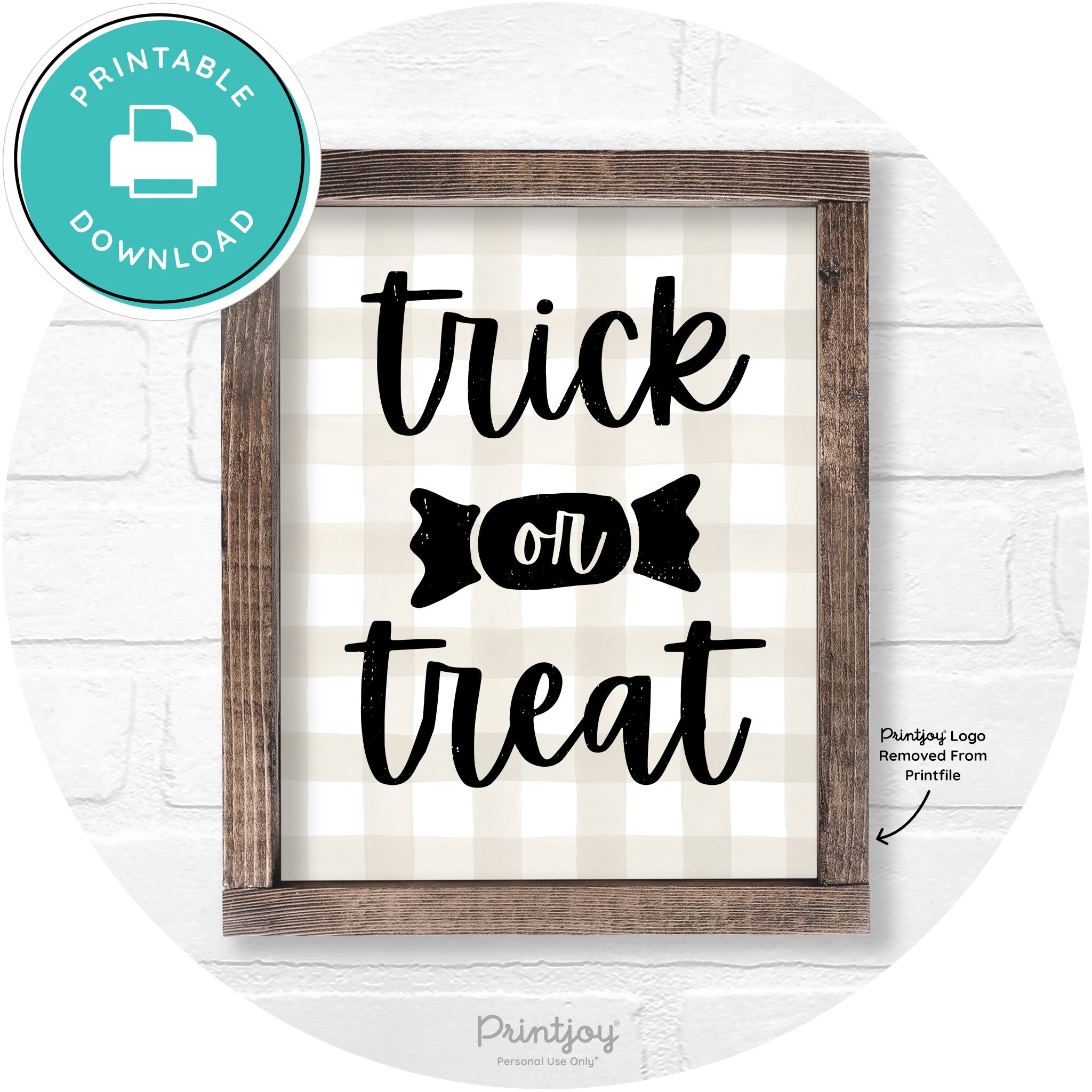 Trick Or Treat Halloween Rustic Farmhouse Wall Art Free Printable - Printjoy