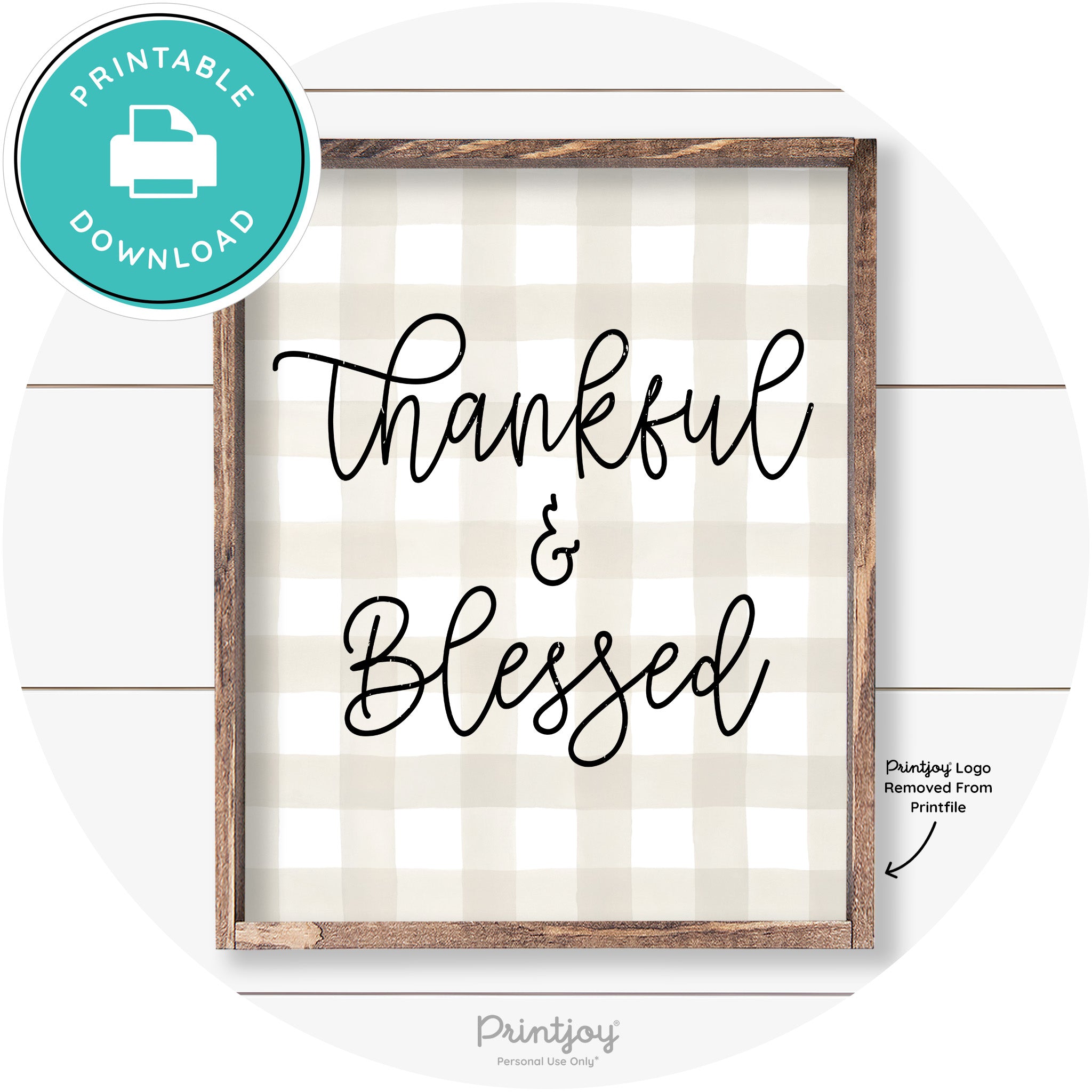 Thankful And Blessed Thanksgiving Farmhouse Wall Art Free Printable - Printjoy