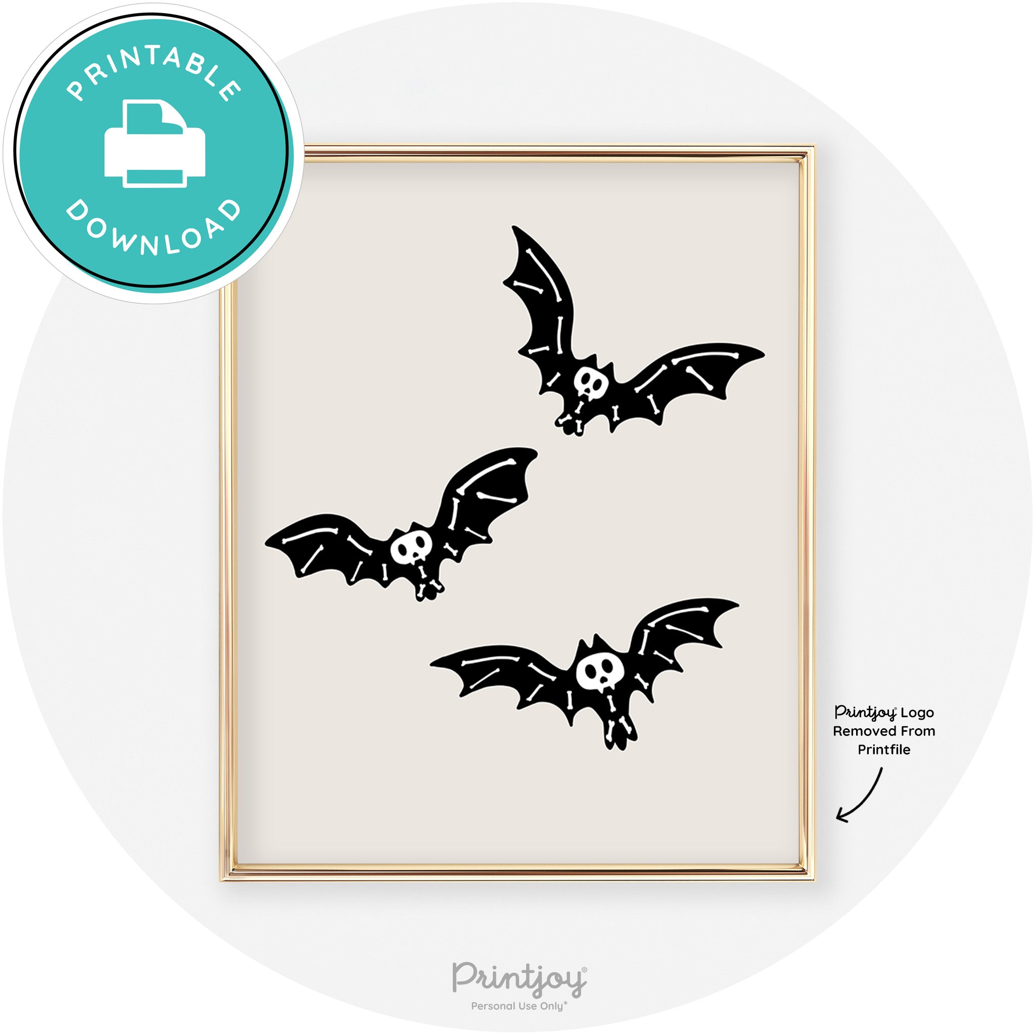 Skeleton Bats Spooky Fun Cute Chic Halloween Wall Art Free Printable - Printjoy