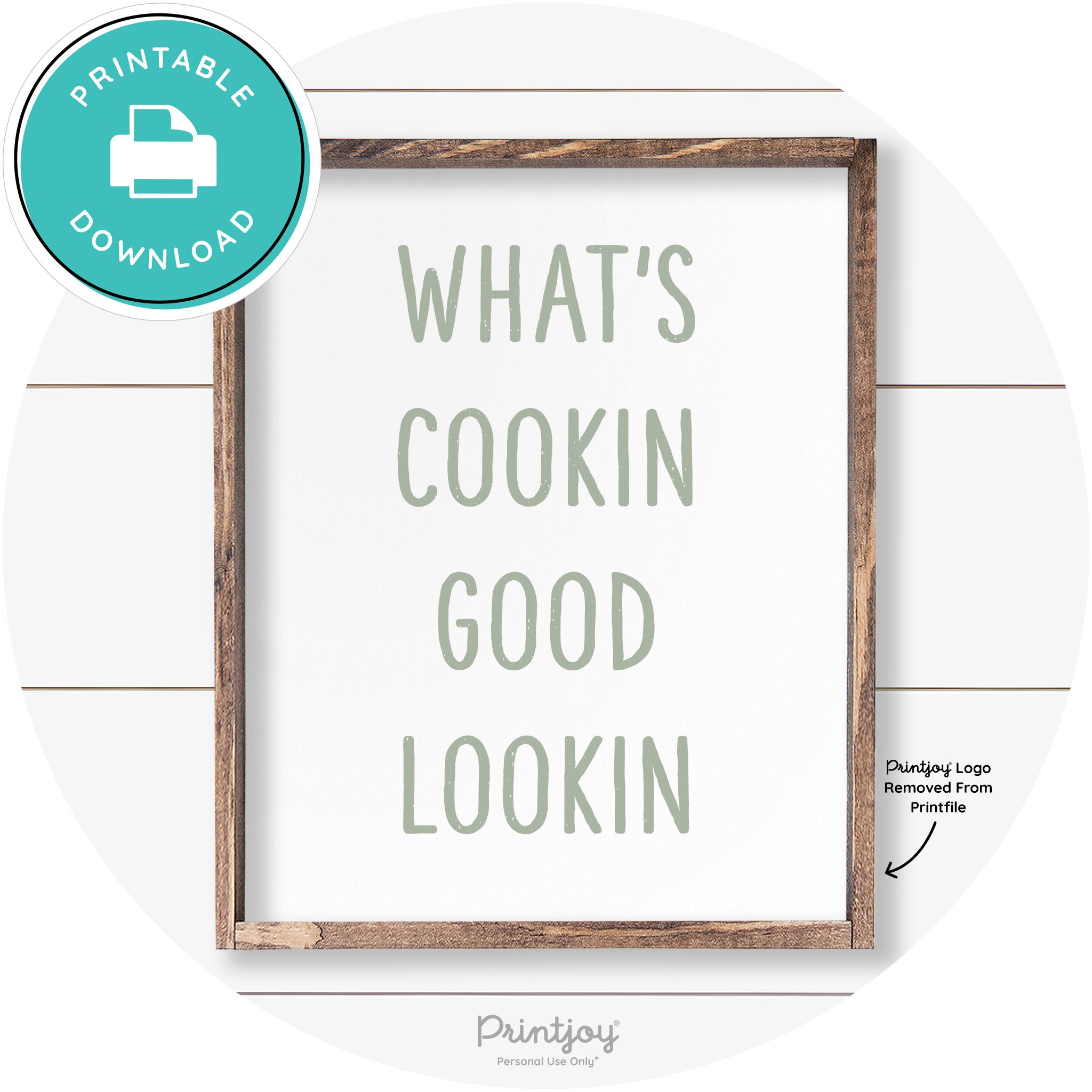 What's Cookin Good Lookin Farmhouse Kitchen Wall Art Free Printable - Printjoy
