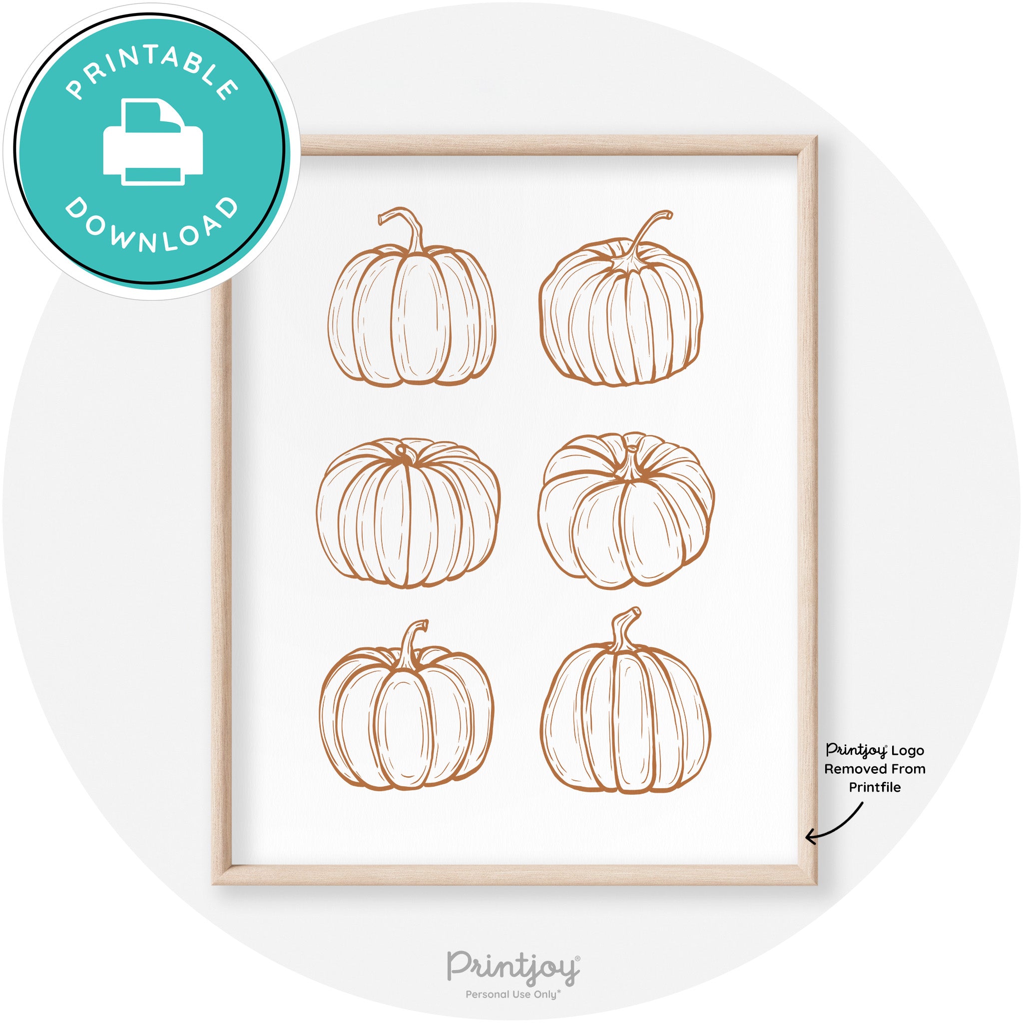 Fall Pumpkin Drawings Transitional Decor Wall Art Free Printable - Printjoy