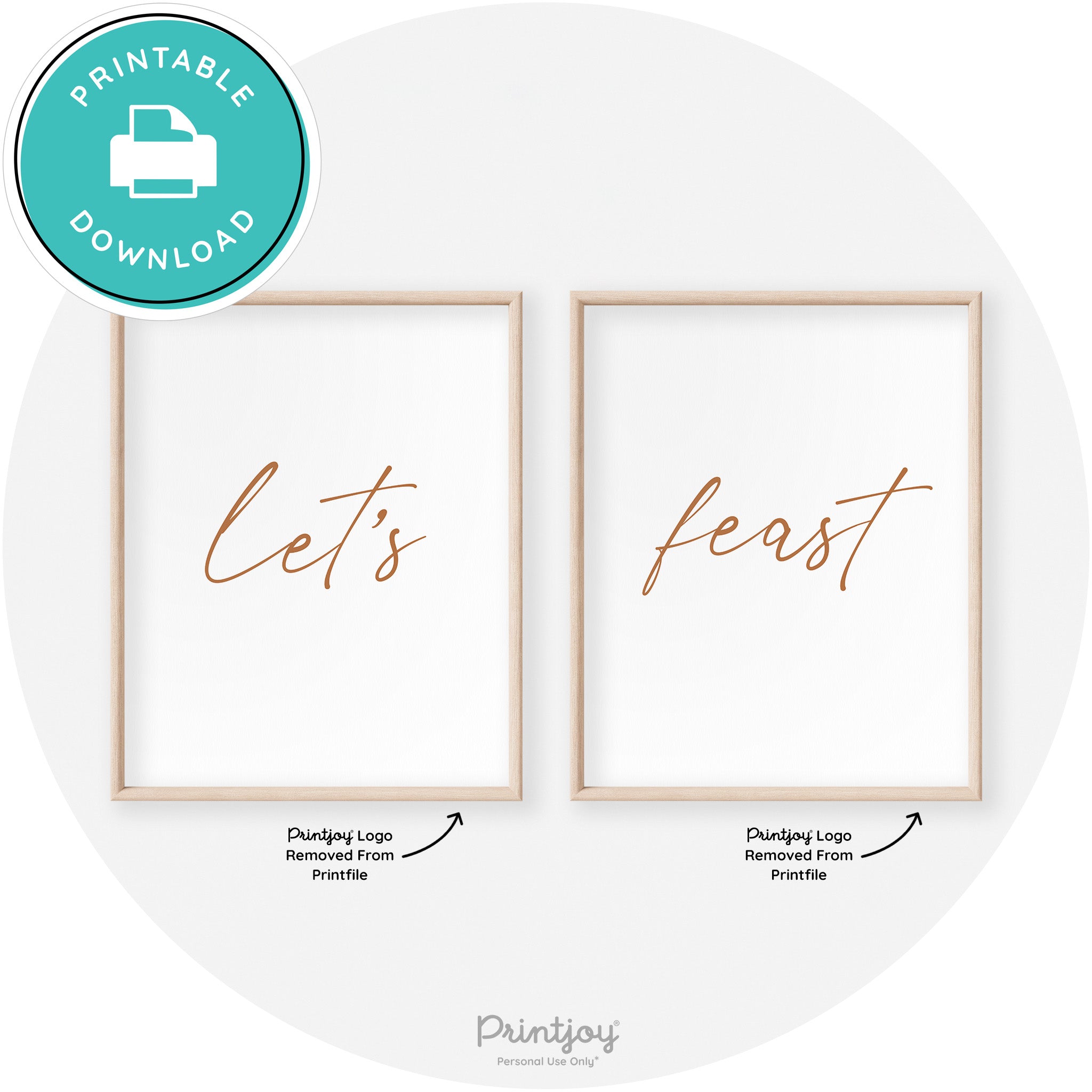 Let's Feast Set Of 2 Thanksgiving Transitional Wall Art Free Printable - Printjoy