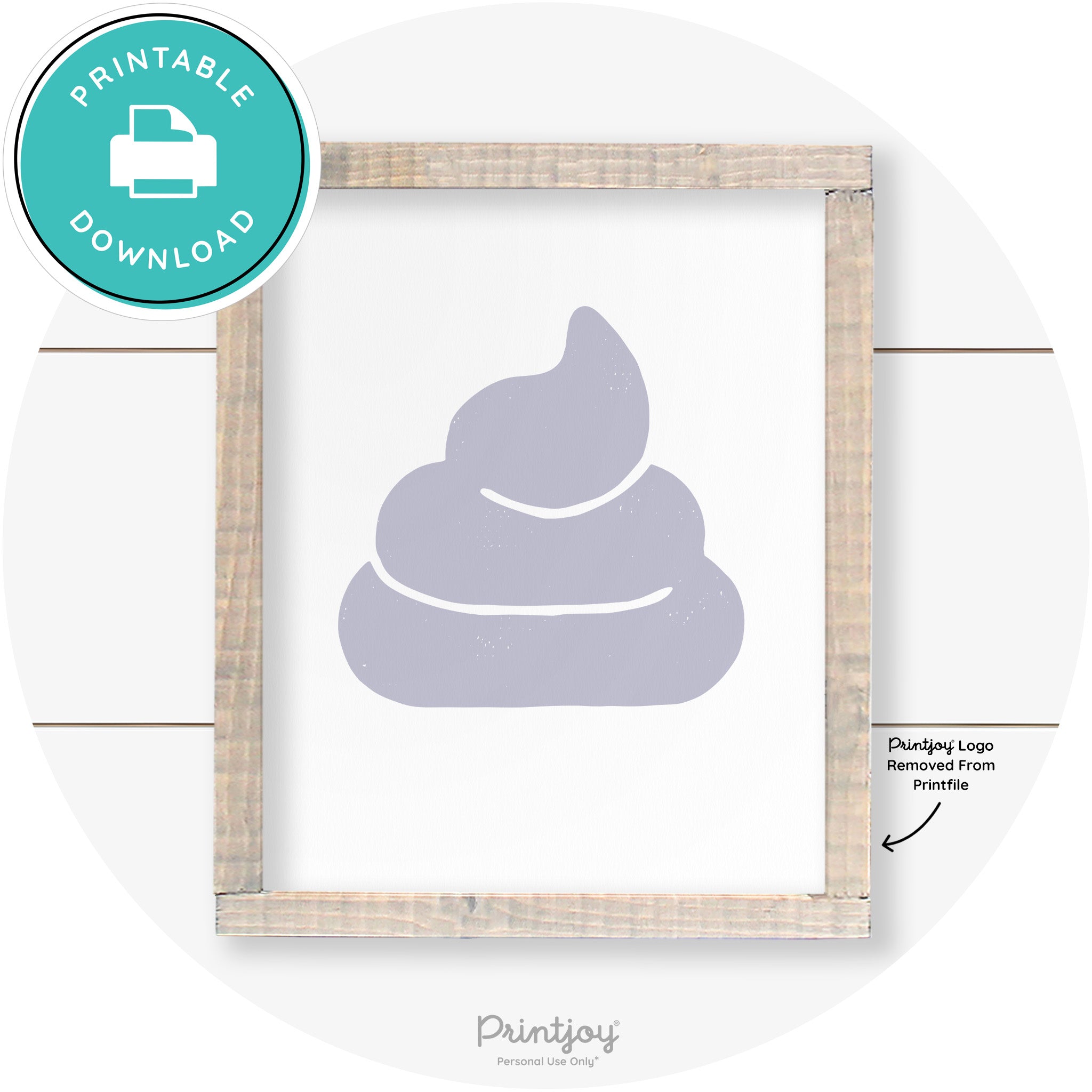 Poop Emoji Silhouette Funny Bathroom Sign Wall Art Free Printable - Printjoy