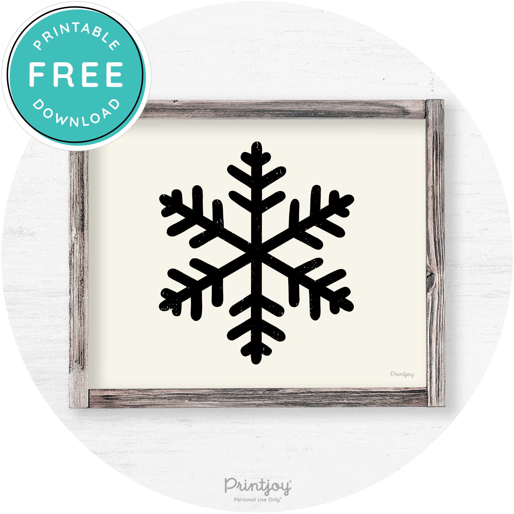 Snowflake Silhouette Winter Farmhouse Wall Art Decor Free Printable - Printjoy