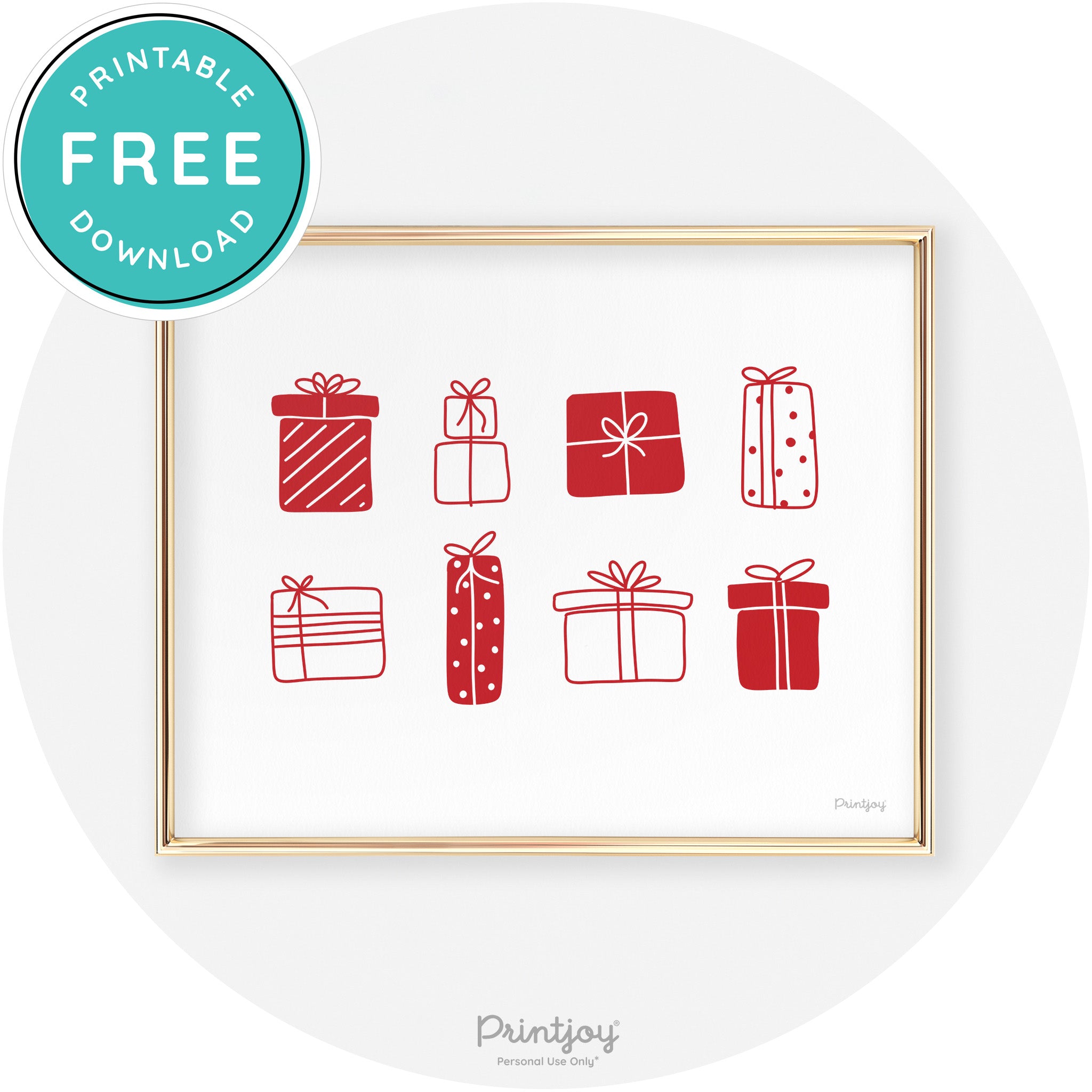 Presents Christmas Gifts Cute Modern Chic Wall Art Free Printable - Printjoy
