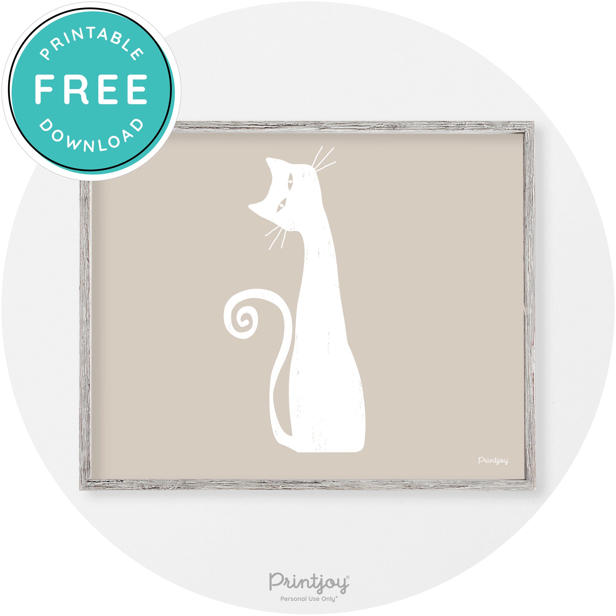 Creepy Skinny Cat Modern Vintage Halloween Wall Art Free Printable - Printjoy