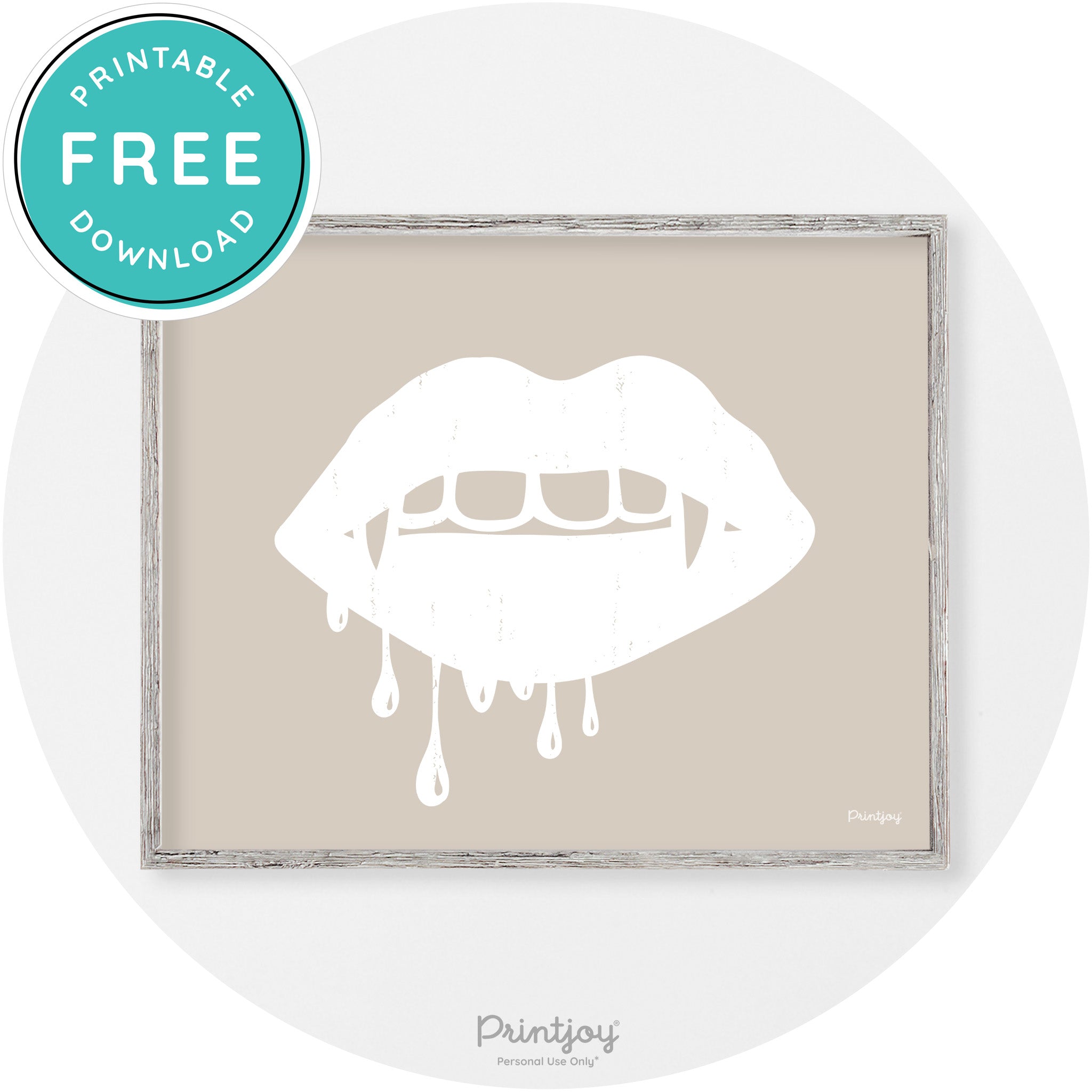 Dracula Fangs Teeth Modern Vintage Halloween Wall Art Free Printable - Printjoy