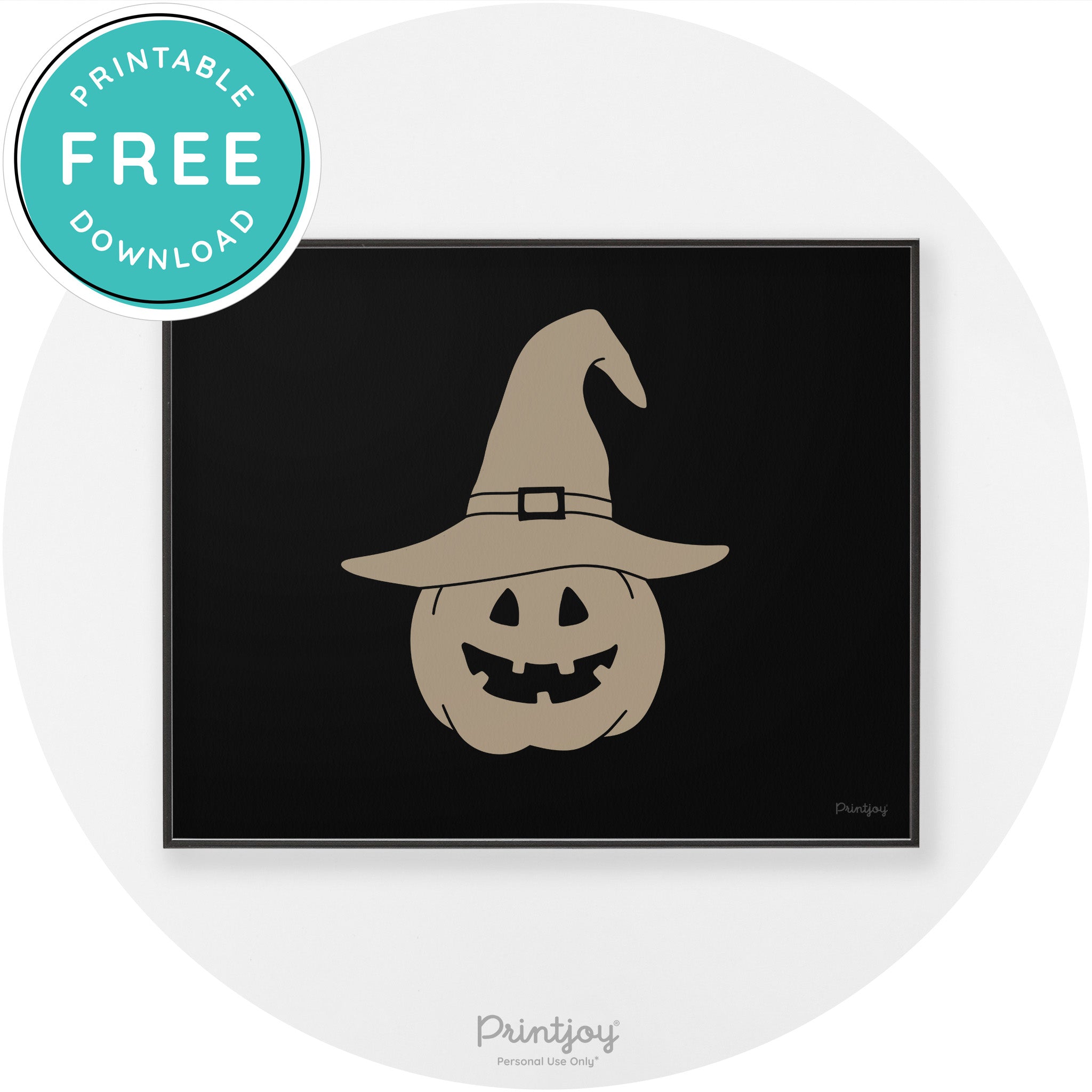 Halloween Cute Witch Jack O Lantern Chic Wall Art Printable - Printjoy