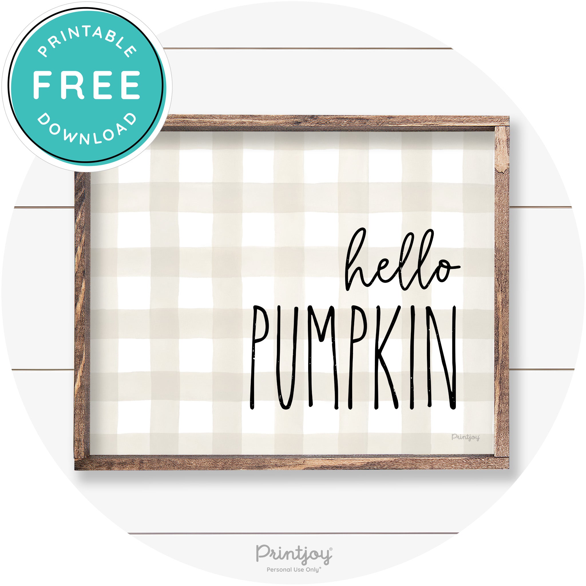 Hello Pumpkin Cute Fun Simple Farmhouse Wall Art Free Printable - Printjoy