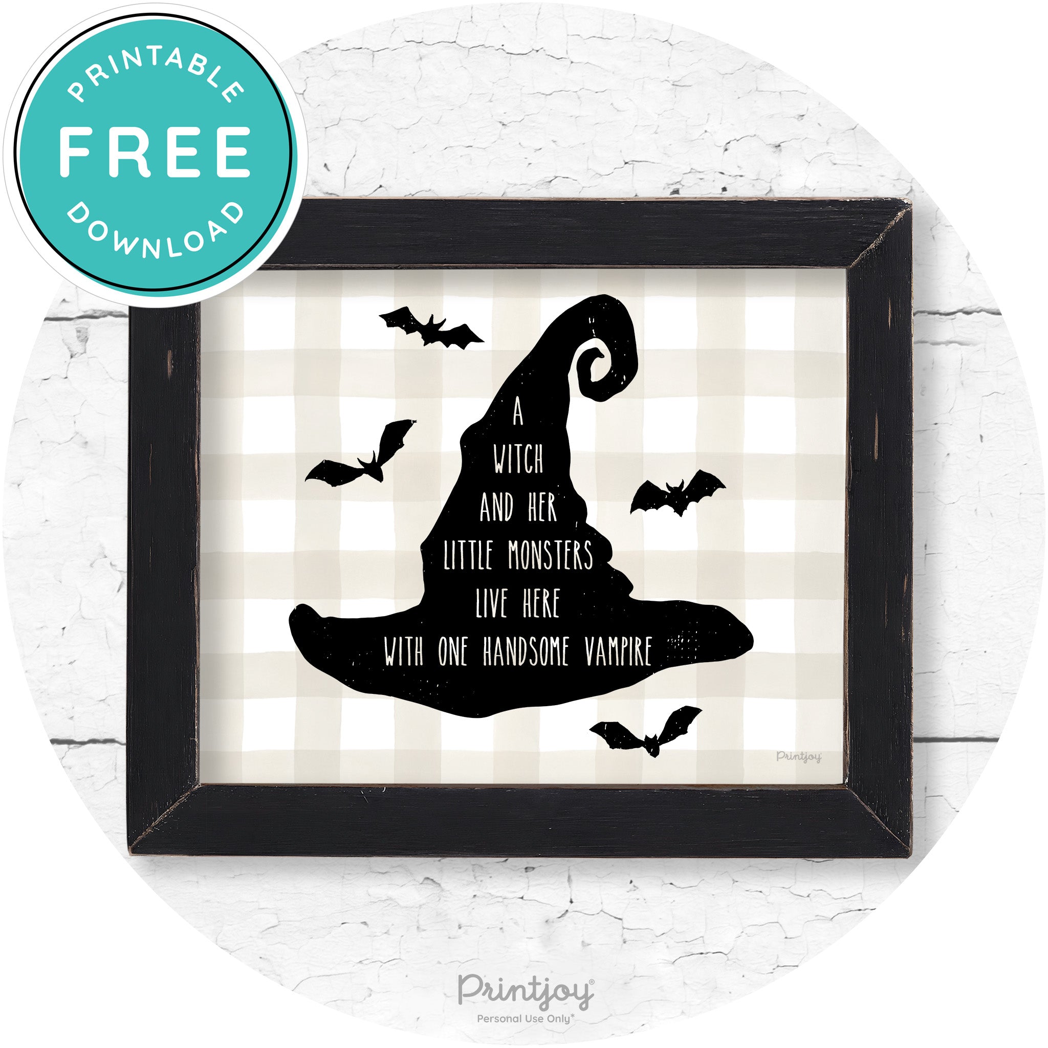 Fun Halloween Family Farmhouse Witch Hat Wall Art Free Printable - Printjoy