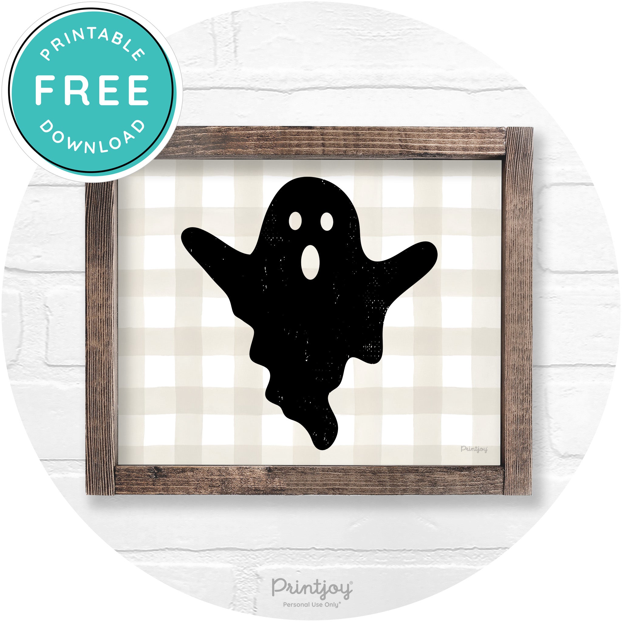 Halloween Cute Ghost Rustic Farmhouse Wall Art Free Printable - Printjoy