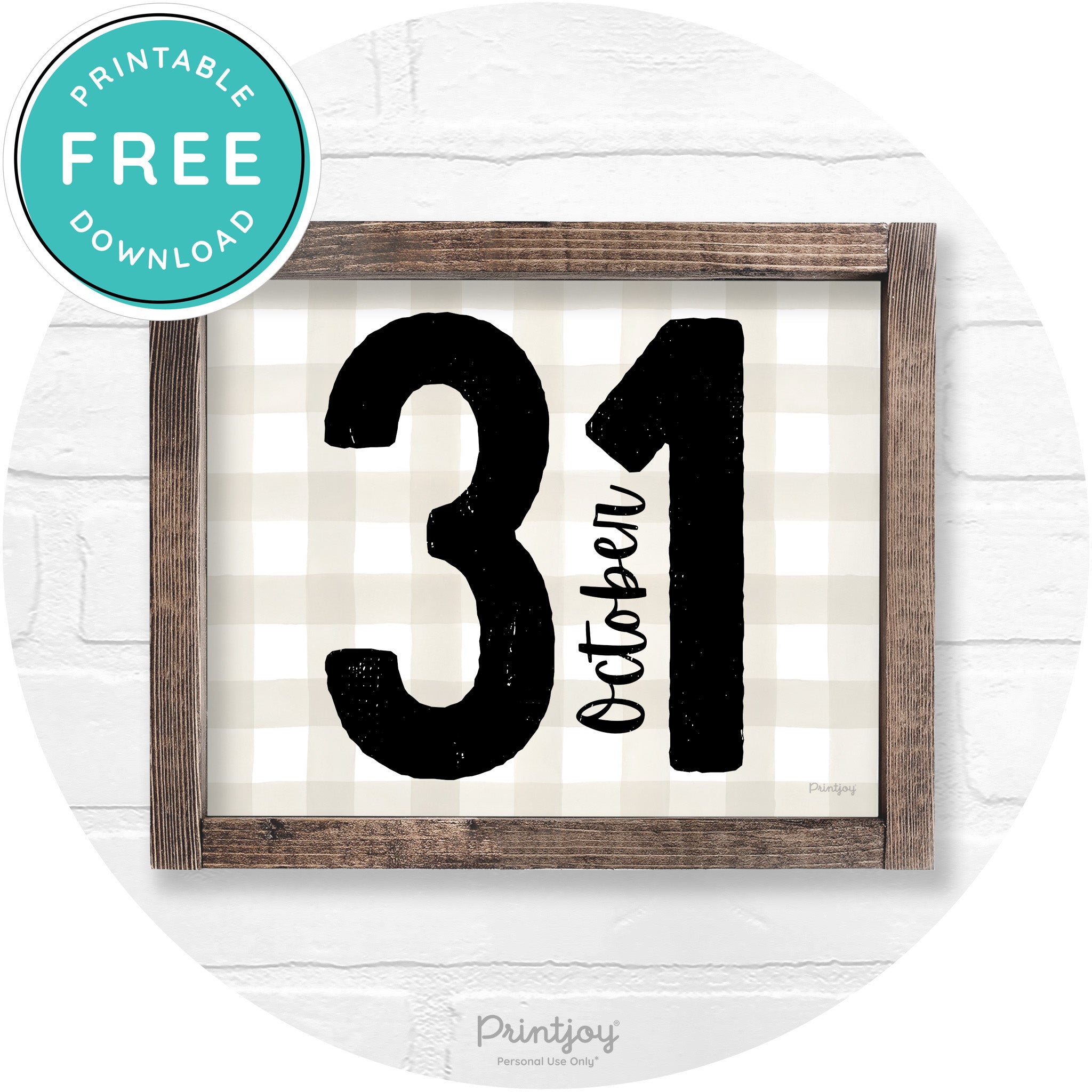 October 31 Halloween Rustic Farmhouse Wall Art Free Printable - Printjoy