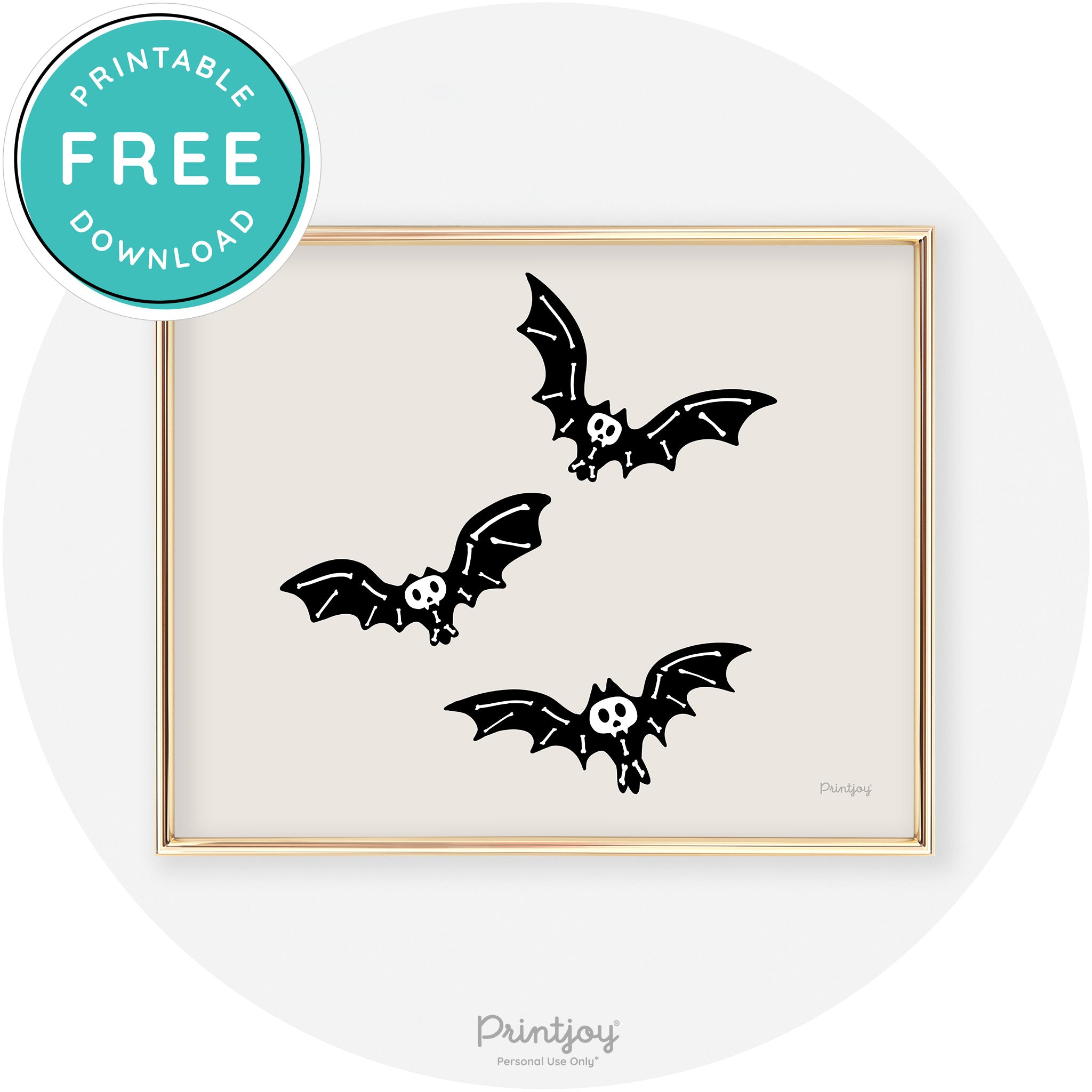 Skeleton Bats Spooky Fun Cute Chic Halloween Wall Art Free Printable - Printjoy