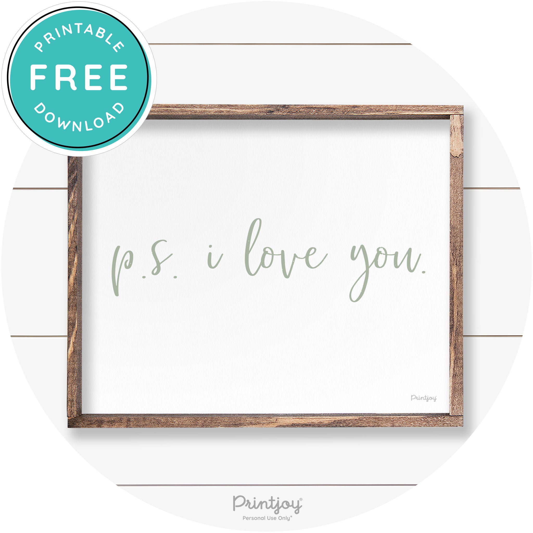 P.S. I Love You Cute Couples Farmhouse Wall Art Decor Free Printable - Printjoy