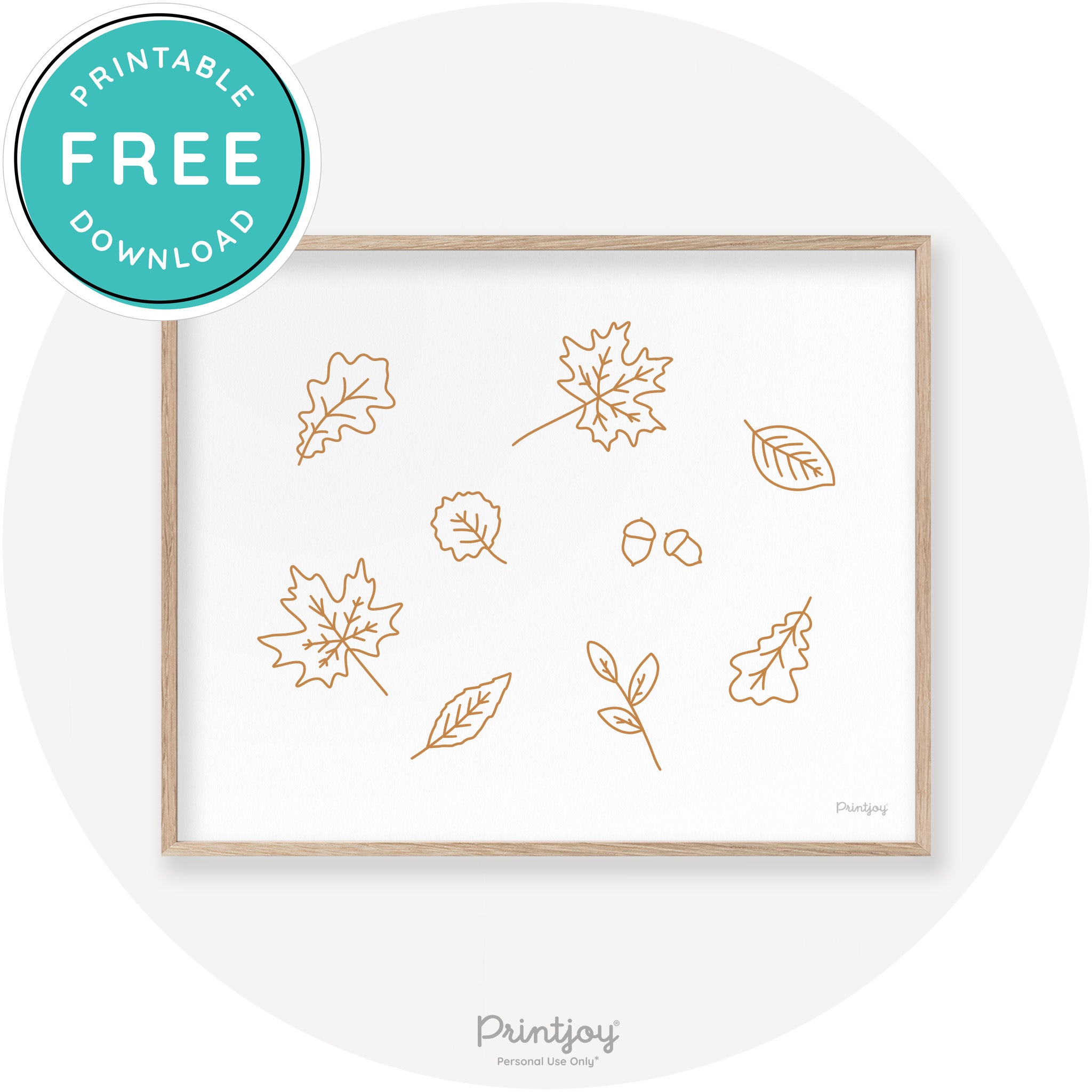 Fall Leaves Line Art Cute Fall Modern Chic Wall Art Printable - Printjoy