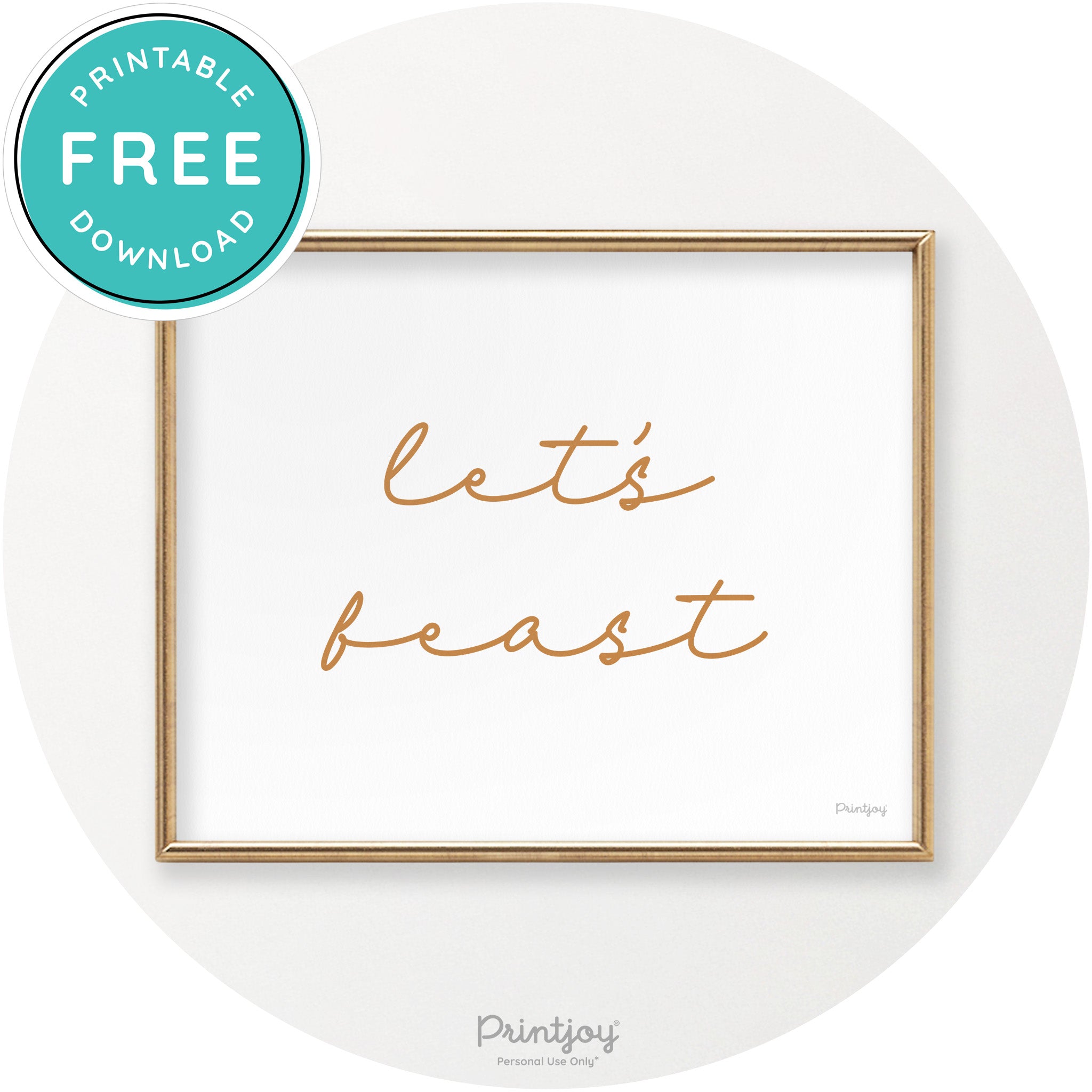 Let's Feast Cute Thanksgiving Modern Chic Wall Art Printable - Printjoy