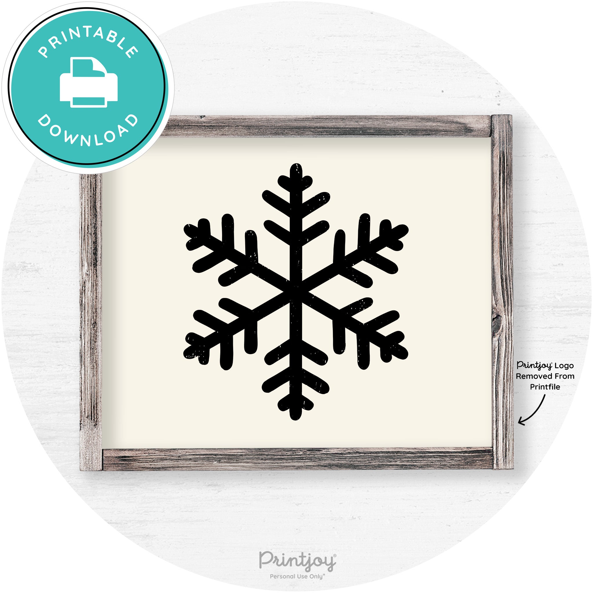 Snowflake Silhouette Winter Farmhouse Wall Art Decor Free Printable - Printjoy