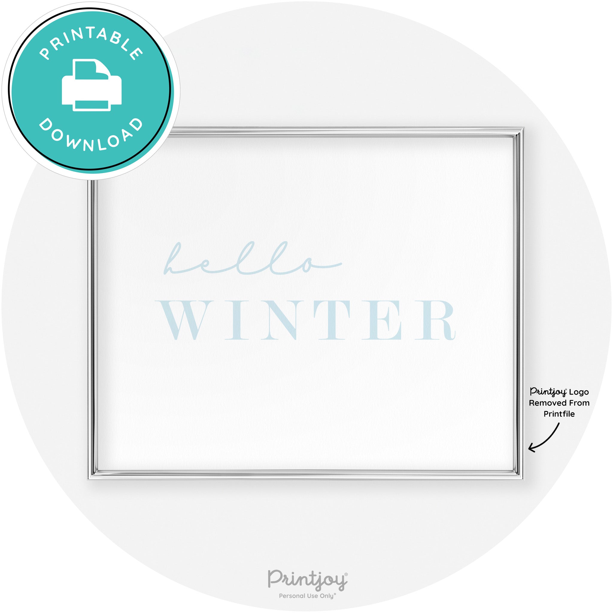 Hello Winter Cute Seasonal Modern Chic Wall Art Decor Free Printable - Printjoy