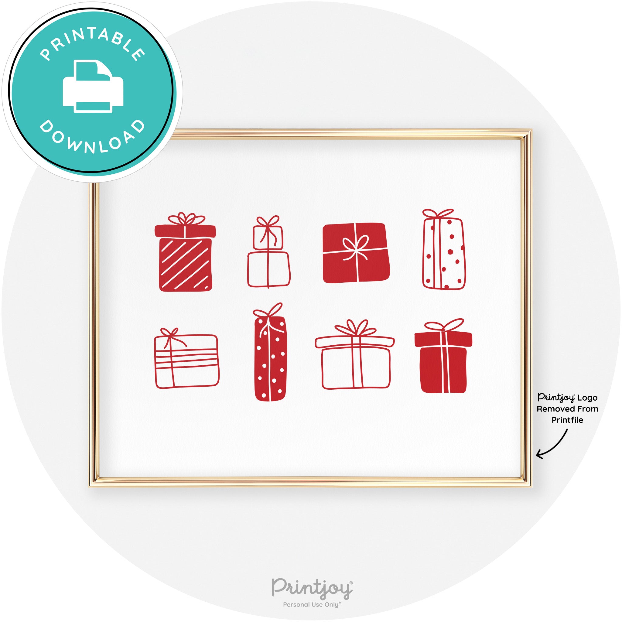 Presents Christmas Gifts Cute Modern Chic Wall Art Free Printable - Printjoy