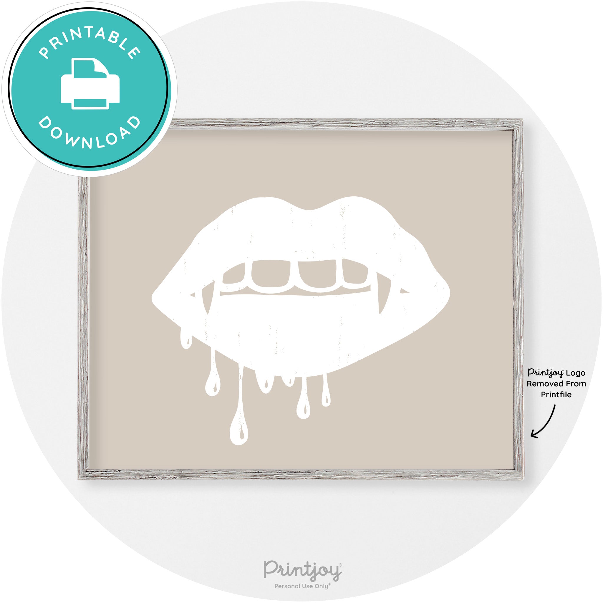 Dracula Fangs Teeth Modern Vintage Halloween Wall Art Free Printable - Printjoy