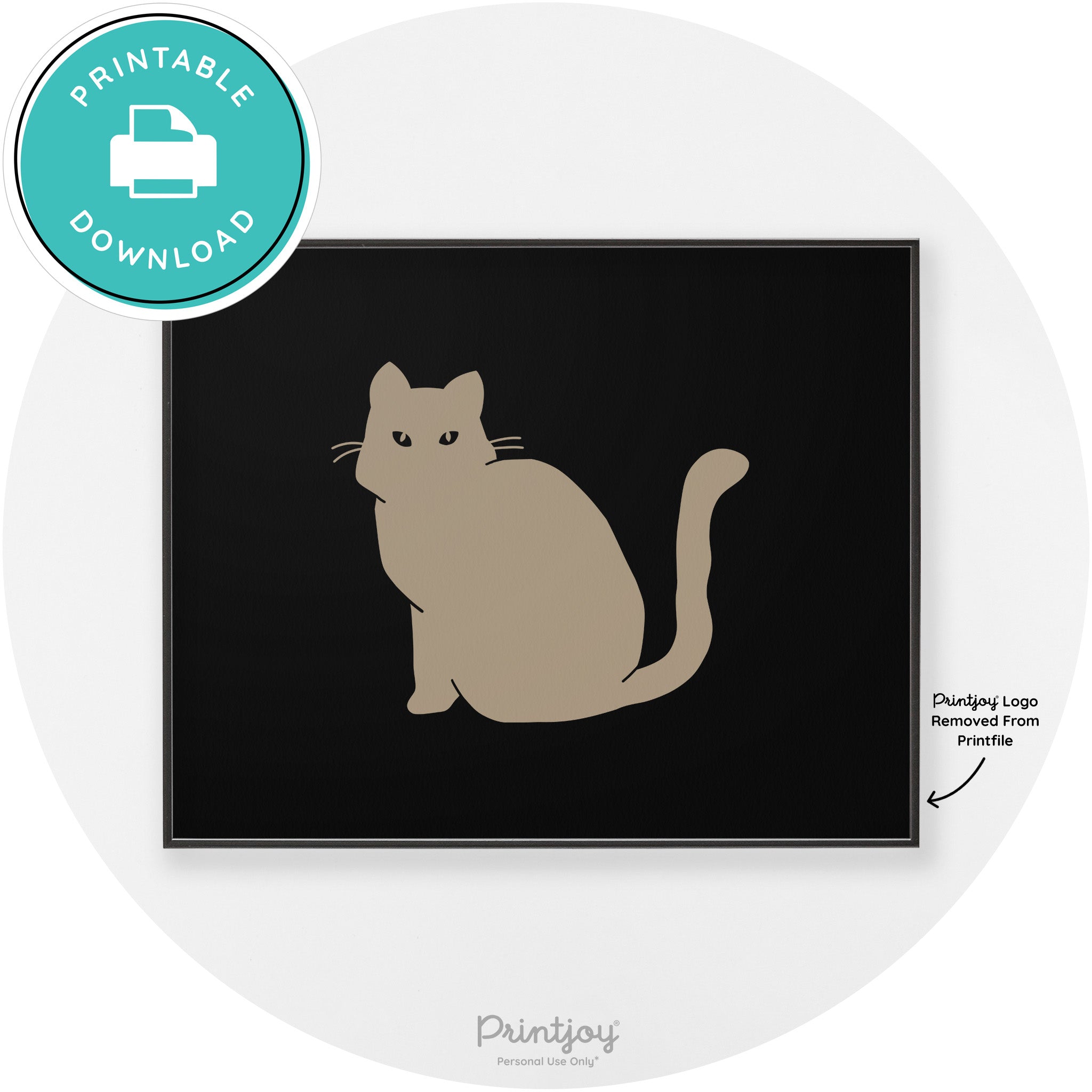 Halloween Spooky Cat Modern Chic Wall Art Decor Printable - Printjoy