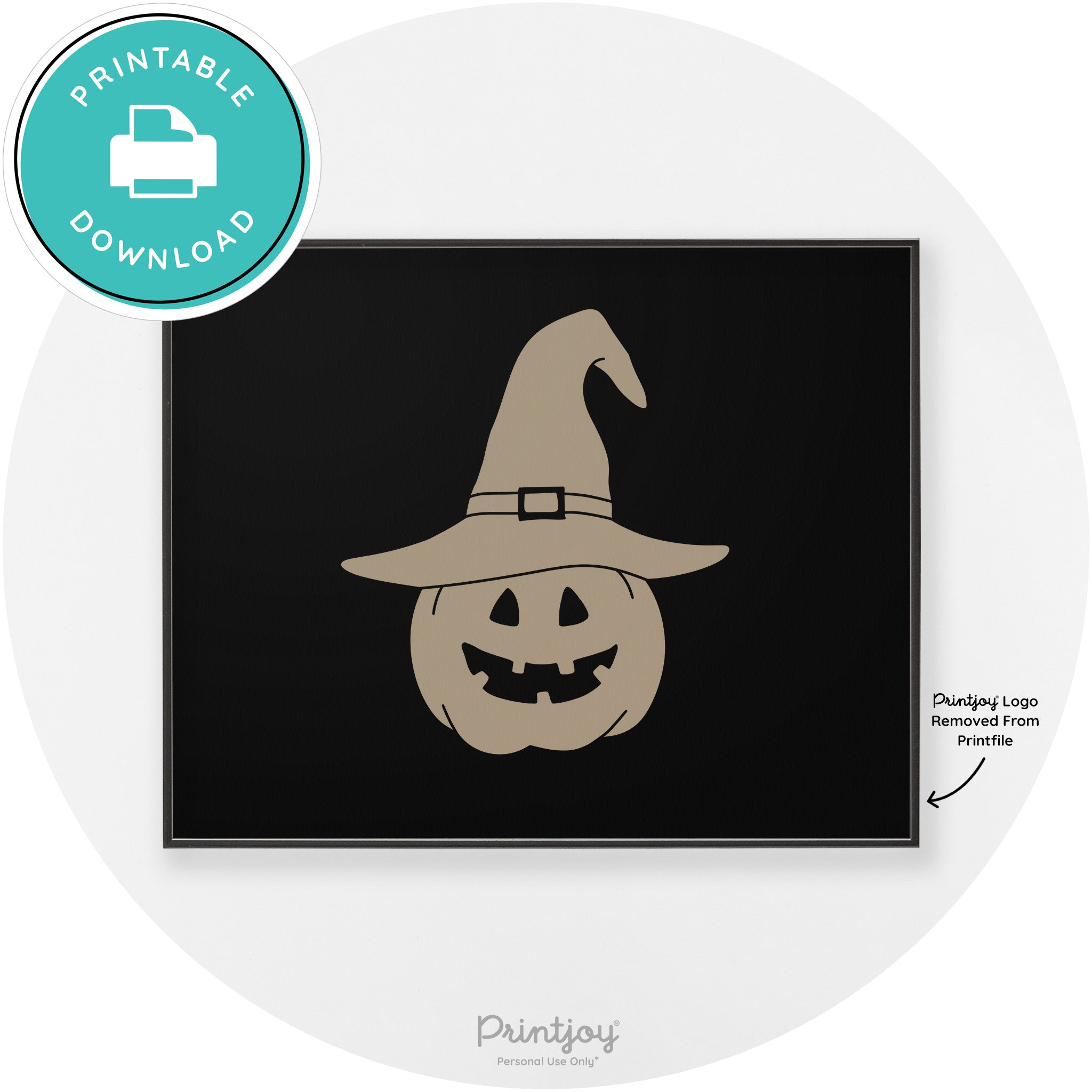 Halloween Cute Witch Jack O Lantern Chic Wall Art Printable - Printjoy