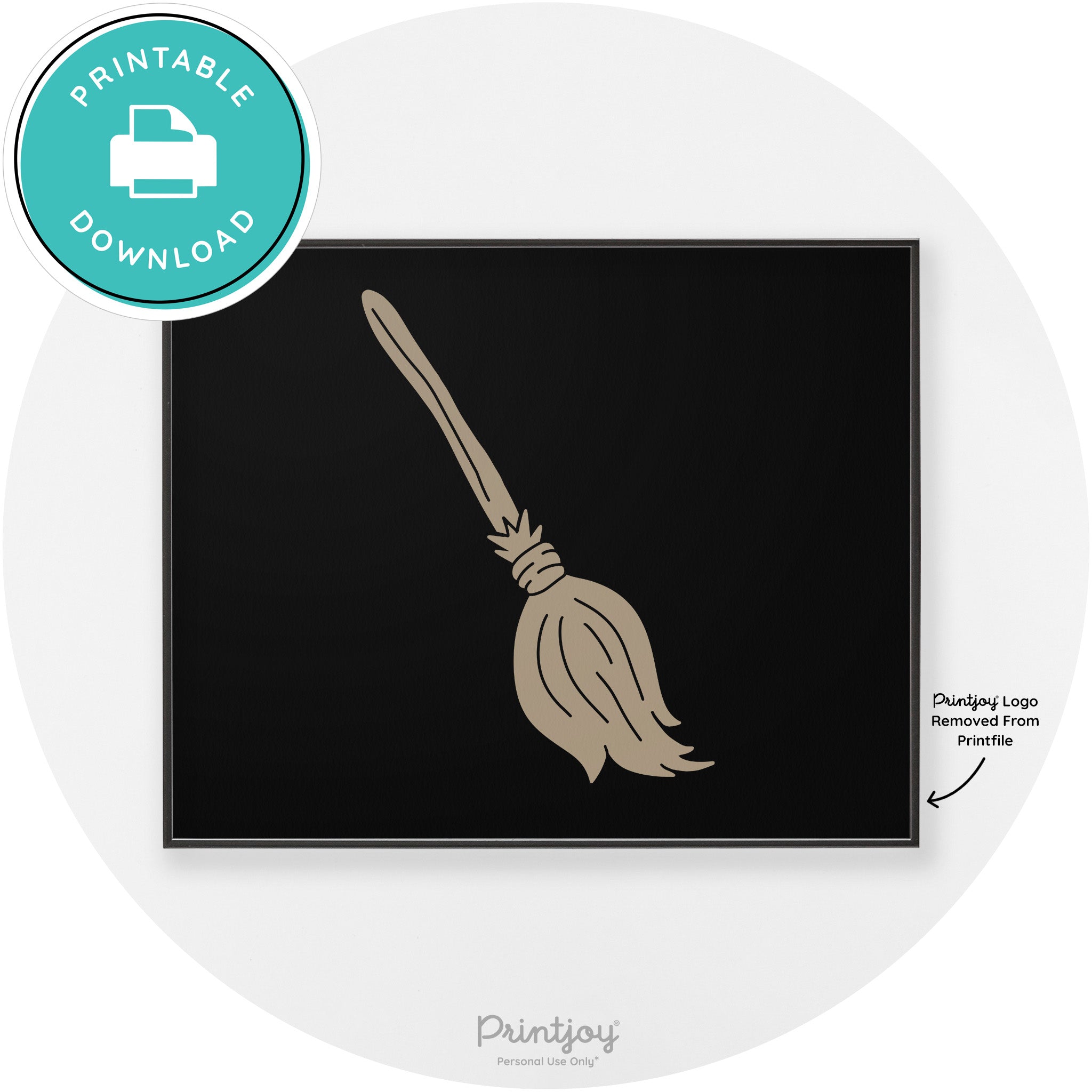 Witches Broom Halloween Cute Modern Chic Wall Art Free Printable - Printjoy