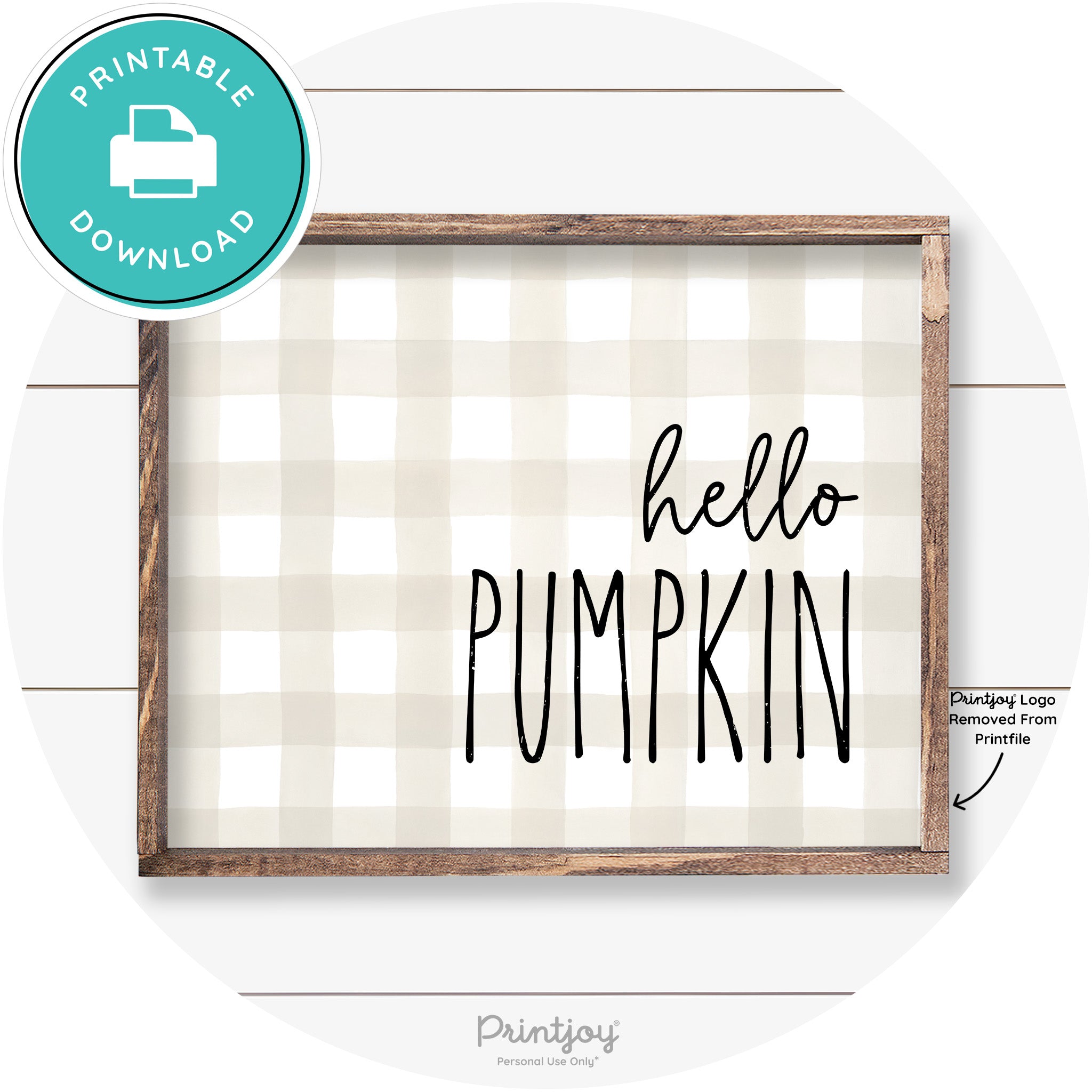 Hello Pumpkin Cute Fun Simple Farmhouse Wall Art Free Printable - Printjoy