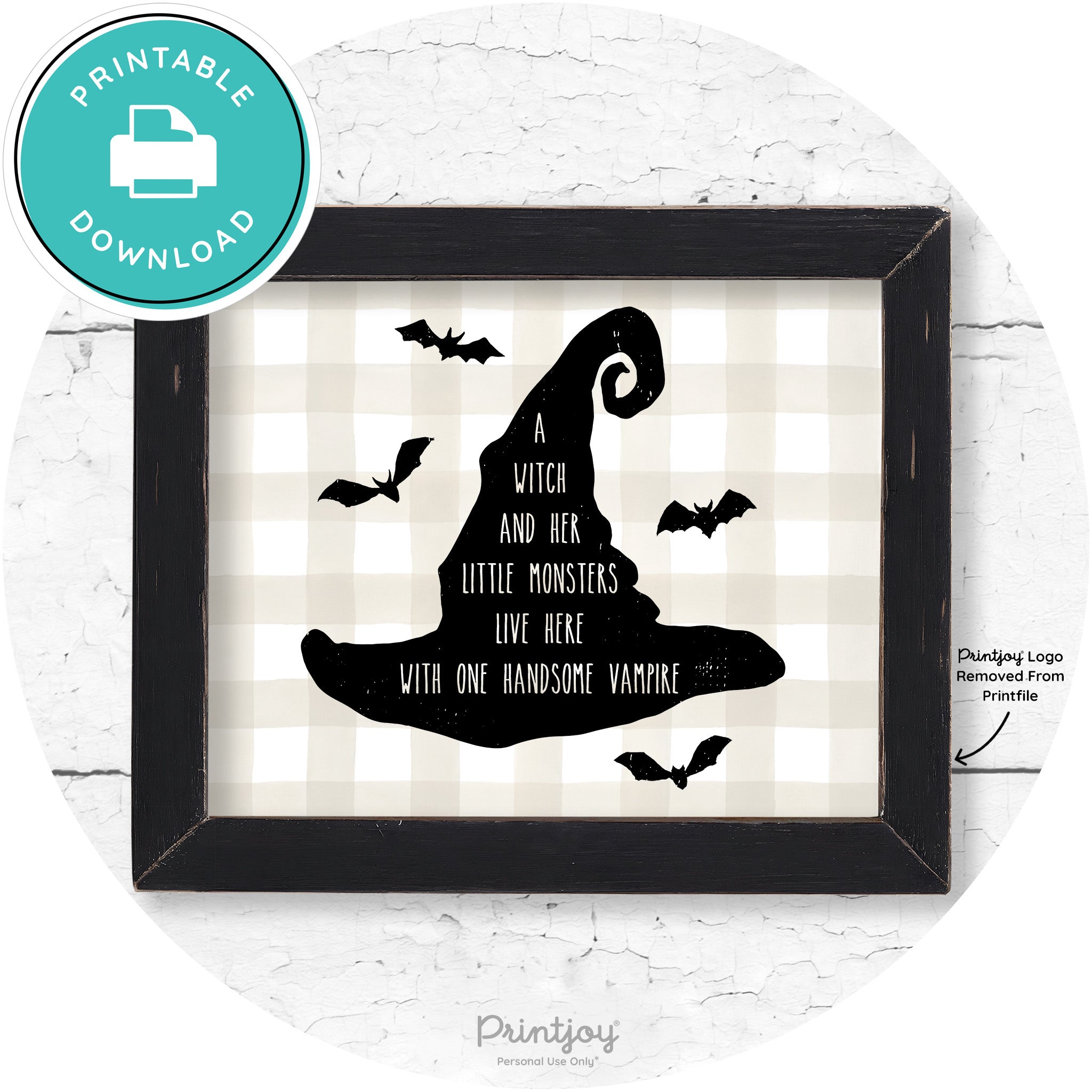 Fun Halloween Family Farmhouse Witch Hat Wall Art Free Printable - Printjoy