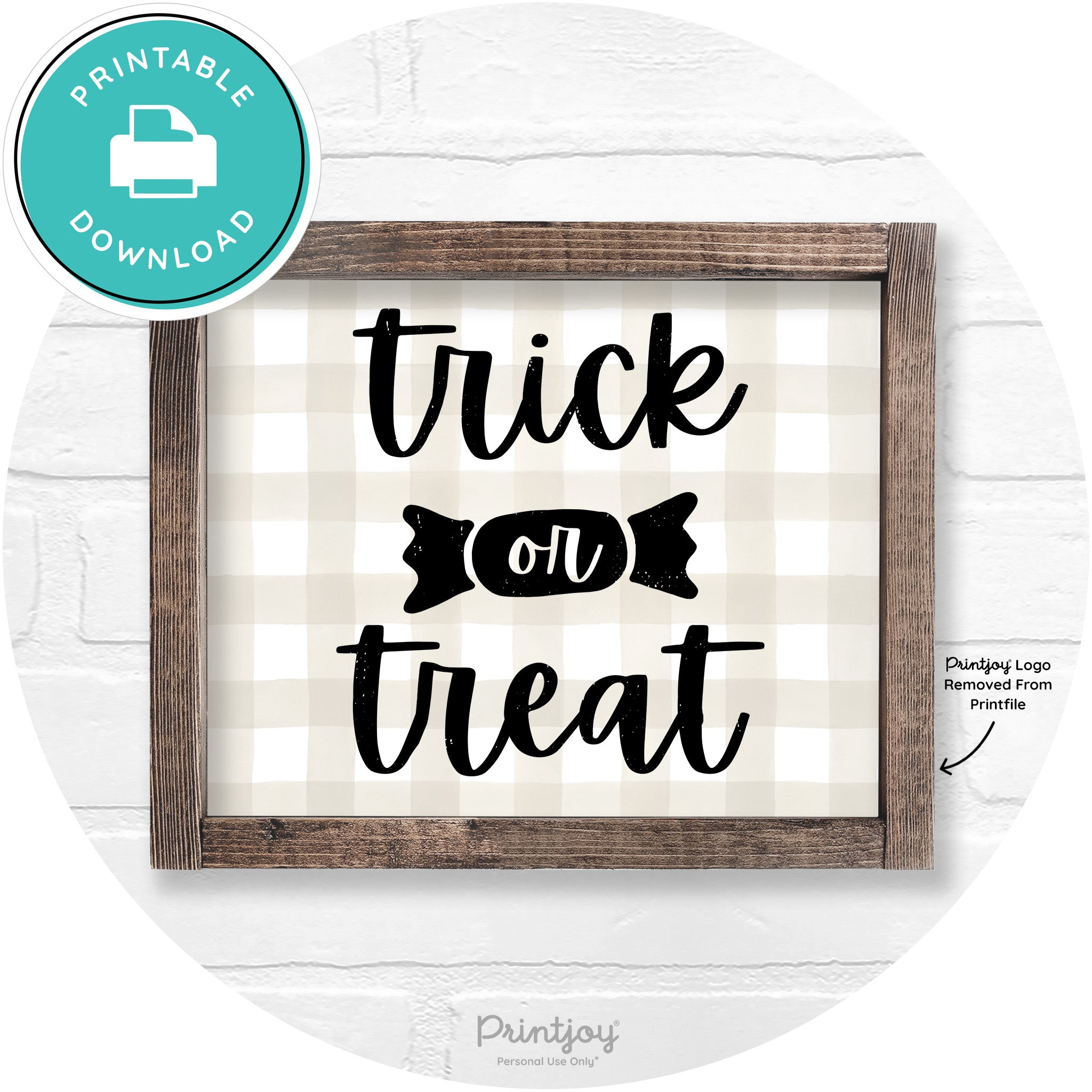 Trick Or Treat Halloween Rustic Farmhouse Wall Art Free Printable - Printjoy