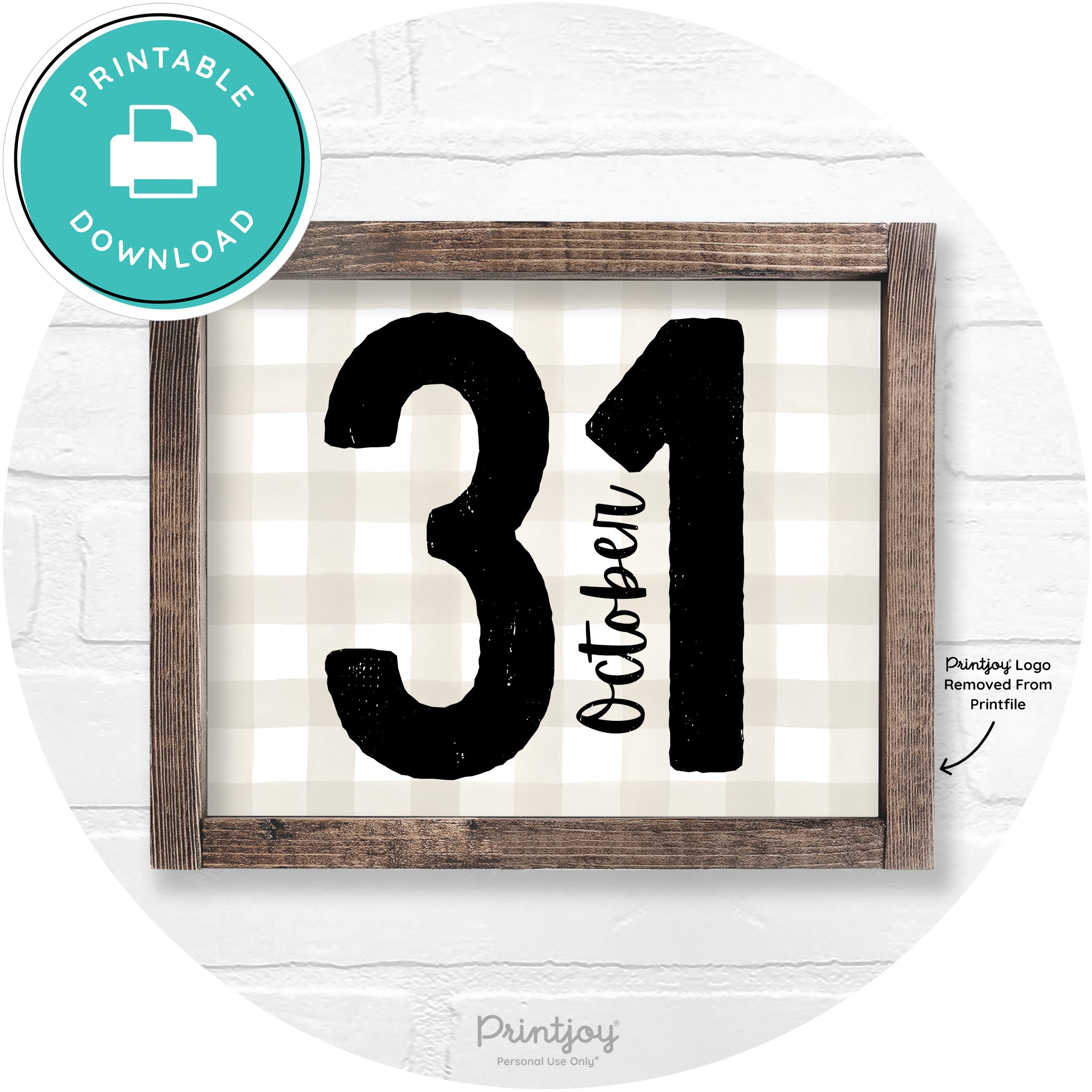 October 31 Halloween Rustic Farmhouse Wall Art Free Printable - Printjoy