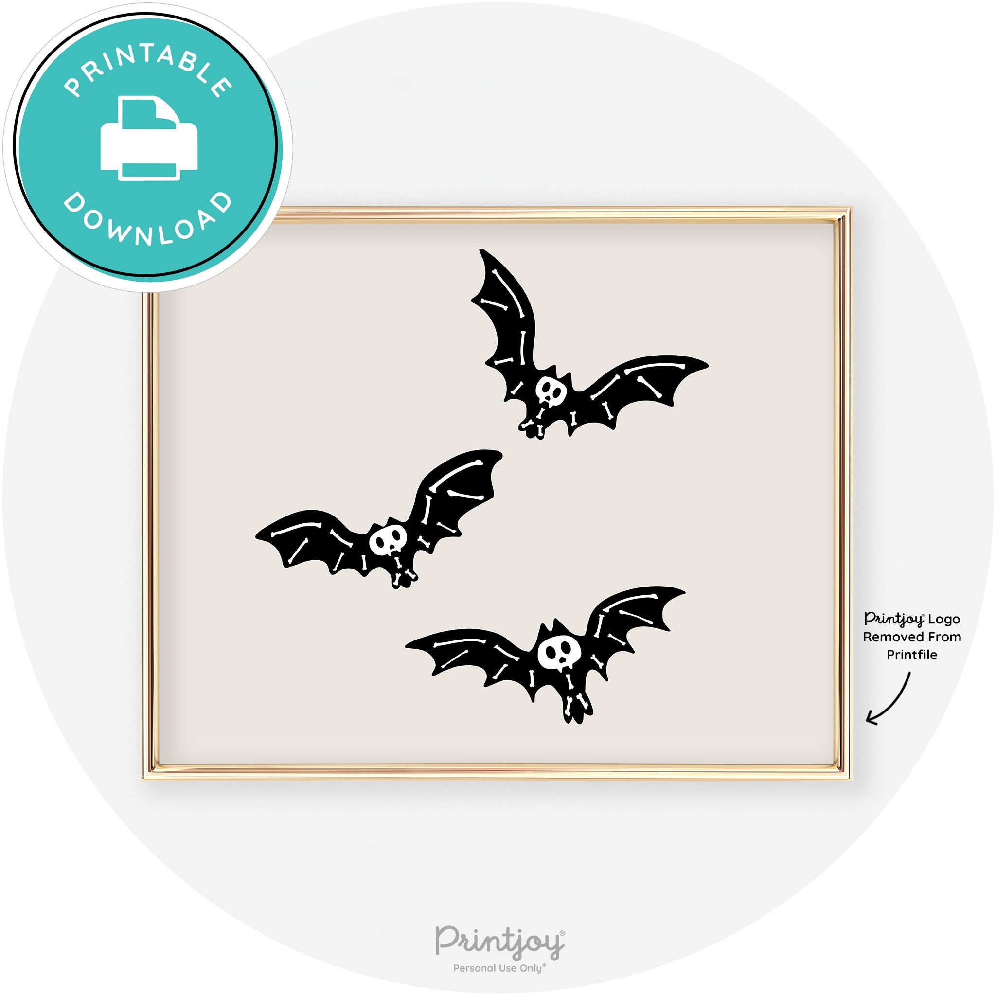 Skeleton Bats Spooky Fun Cute Chic Halloween Wall Art Free Printable - Printjoy