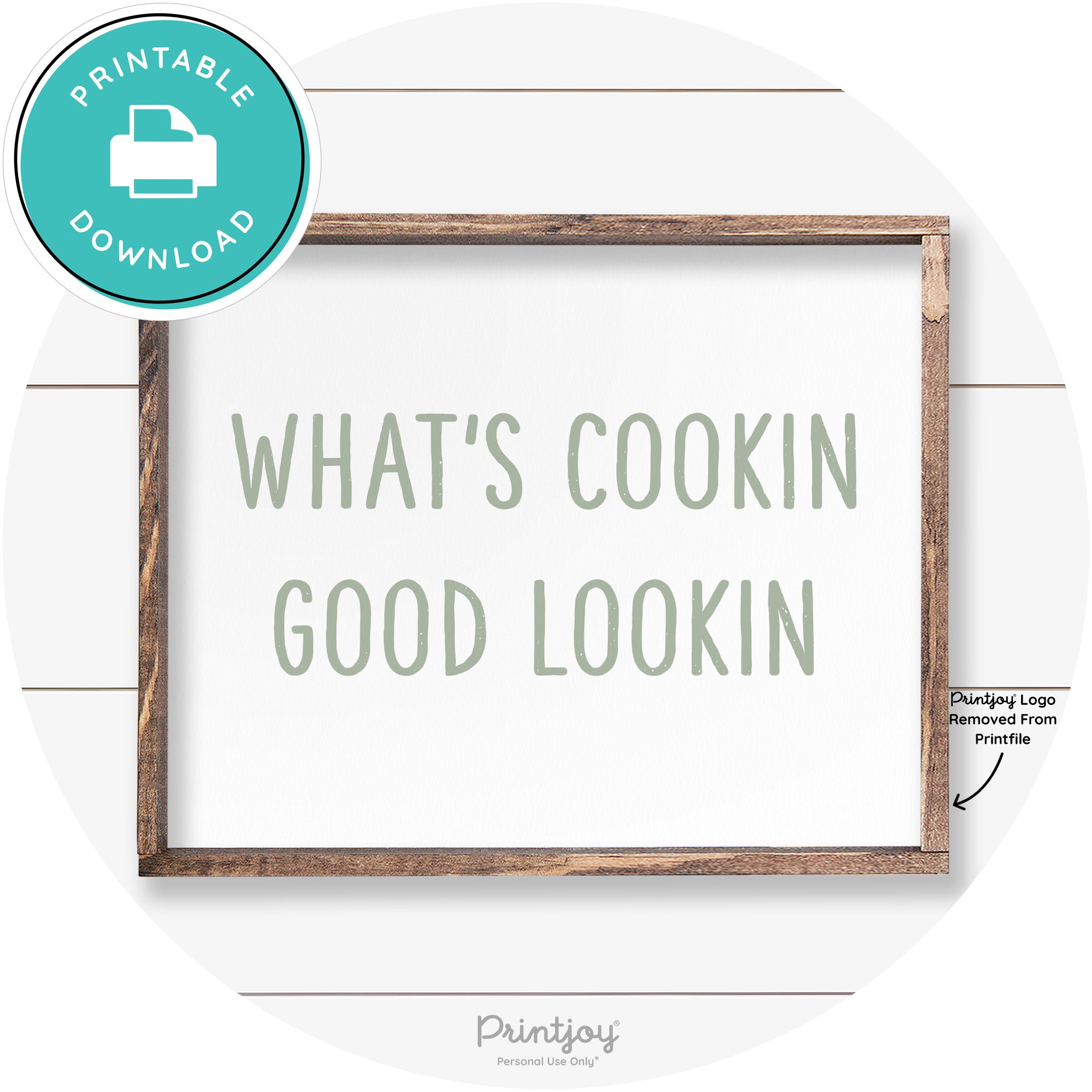 What's Cookin Good Lookin Farmhouse Kitchen Wall Art Free Printable - Printjoy